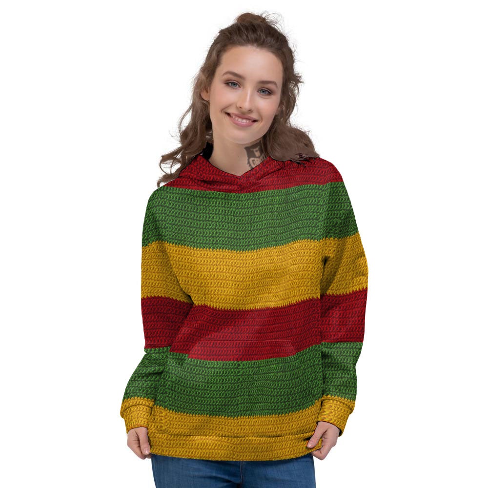 Reggae Knitted Print Pattern Women's Hoodie-grizzshop