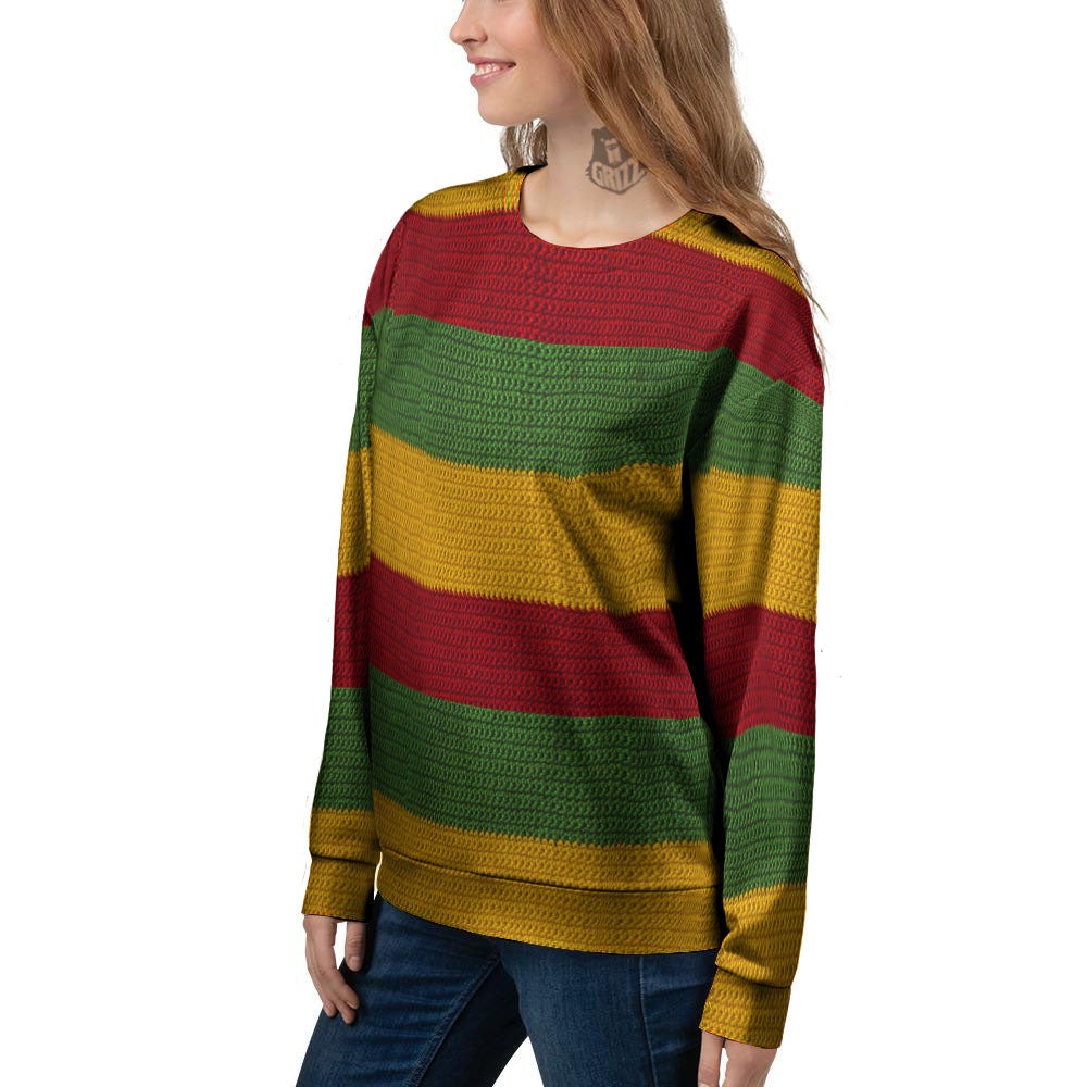 Reggae Knitted Print Pattern Women's Sweatshirt-grizzshop