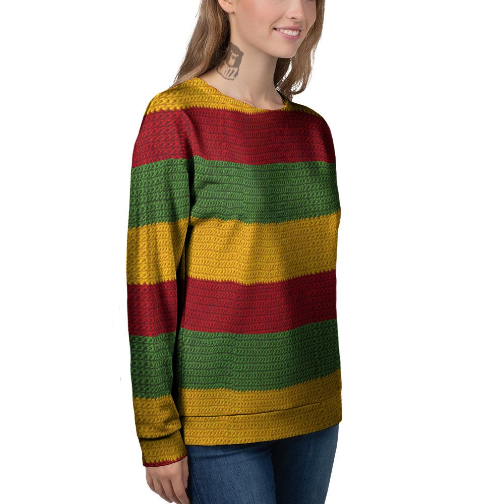 Reggae Knitted Print Pattern Women's Sweatshirt-grizzshop