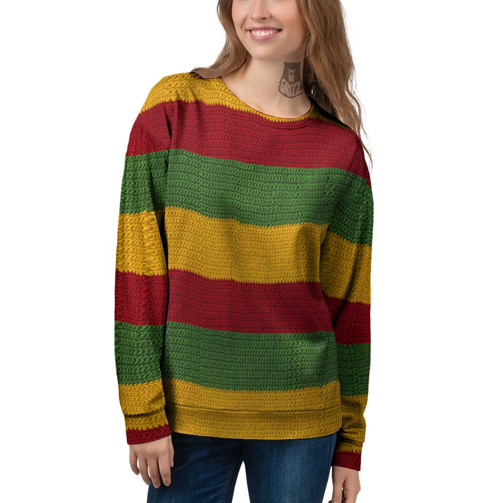 Reggae Knitted Print Pattern Women's Sweatshirt-grizzshop