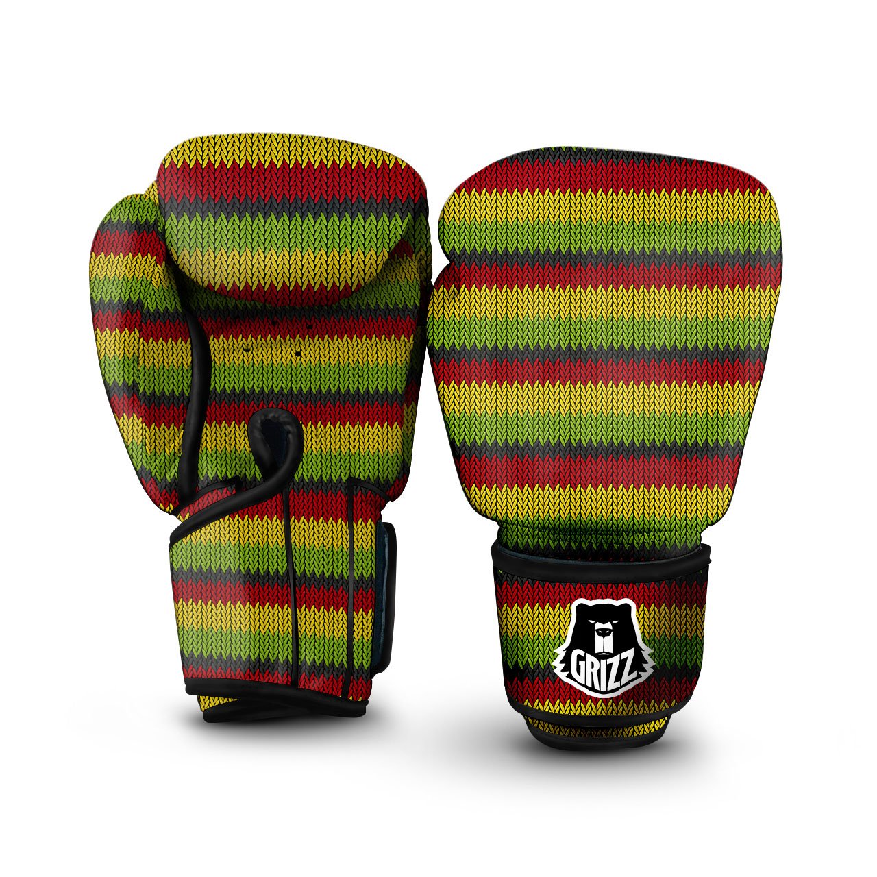 Reggae Knitted Style Print Pattern Boxing Gloves-grizzshop