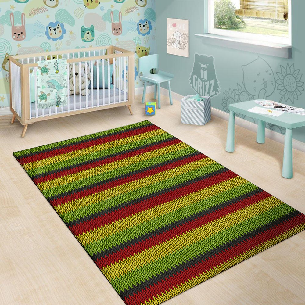 Reggae Knitted Style Print Pattern Floor Mat-grizzshop