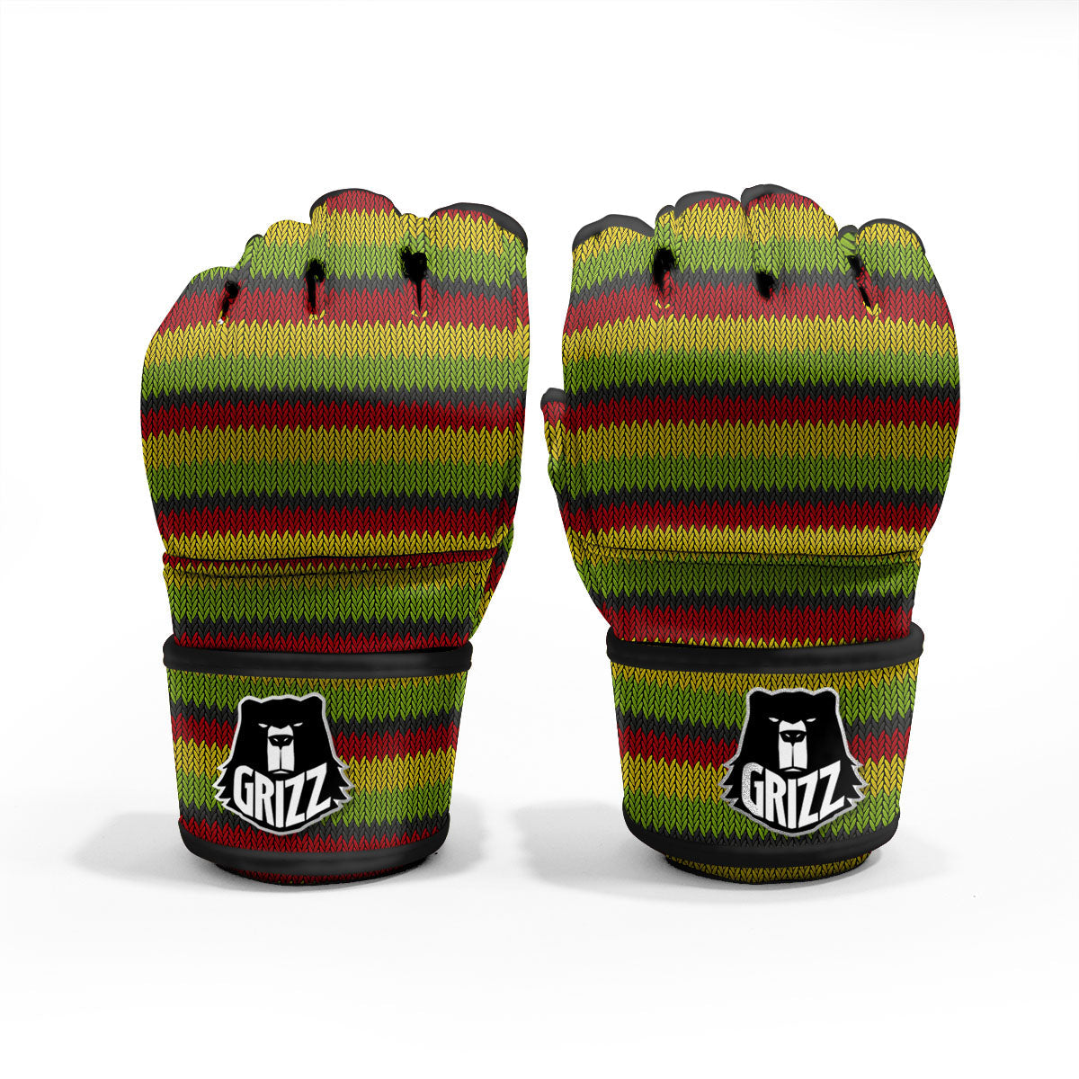Reggae Knitted Style Print Pattern MMA Gloves-grizzshop