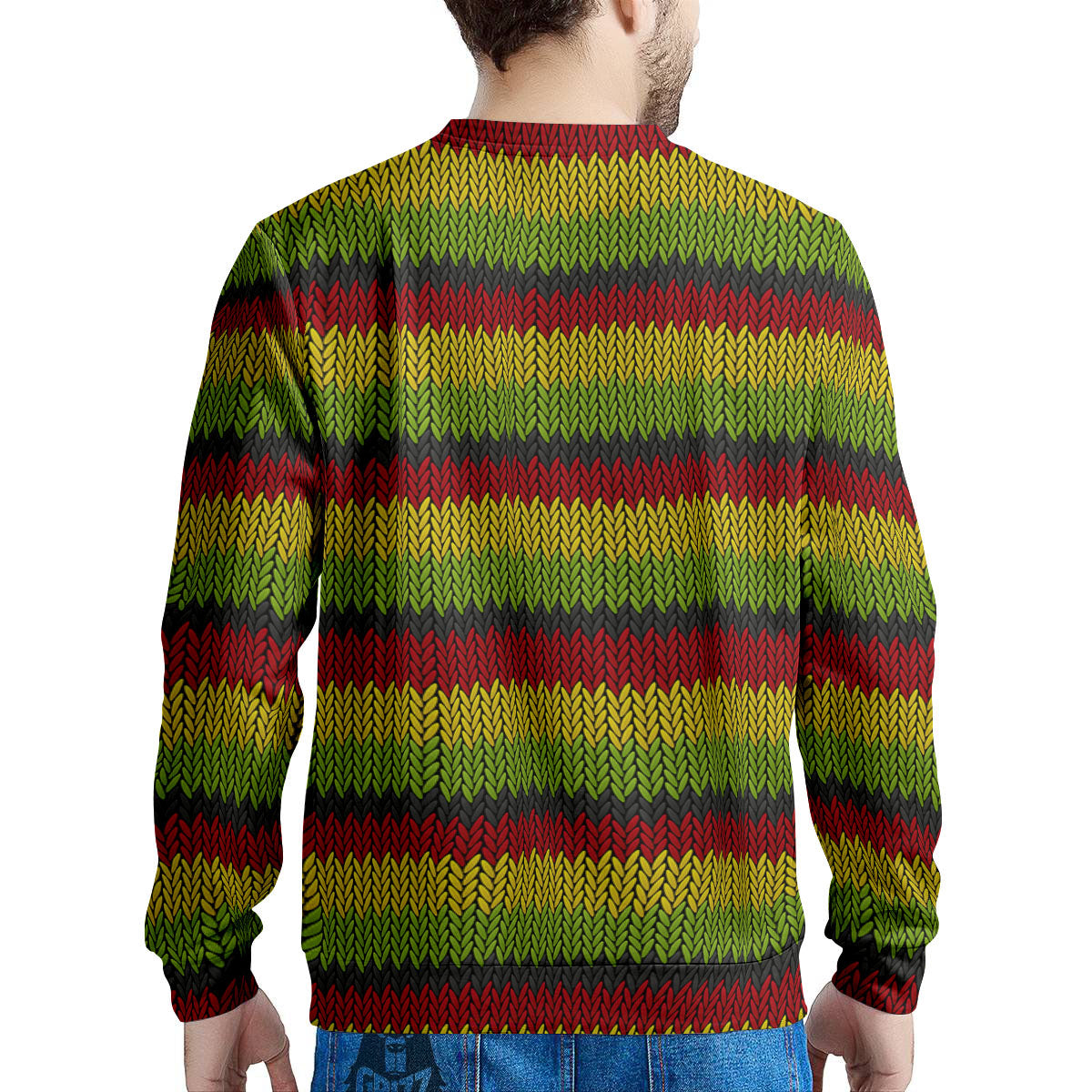 Reggae Knitted Style Print Pattern Men's Sweatshirt-grizzshop
