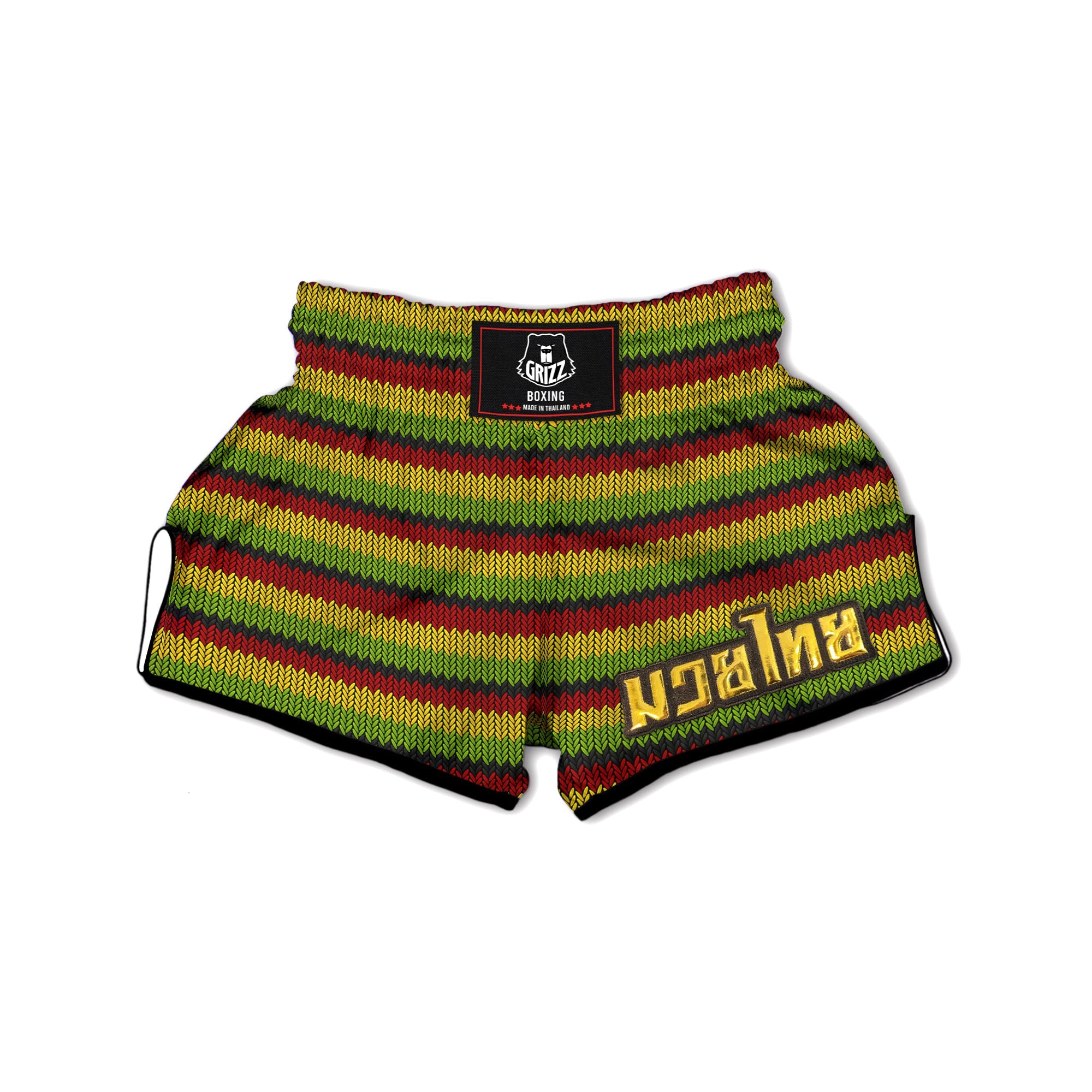 Reggae Knitted Style Print Pattern Muay Thai Boxing Shorts-grizzshop