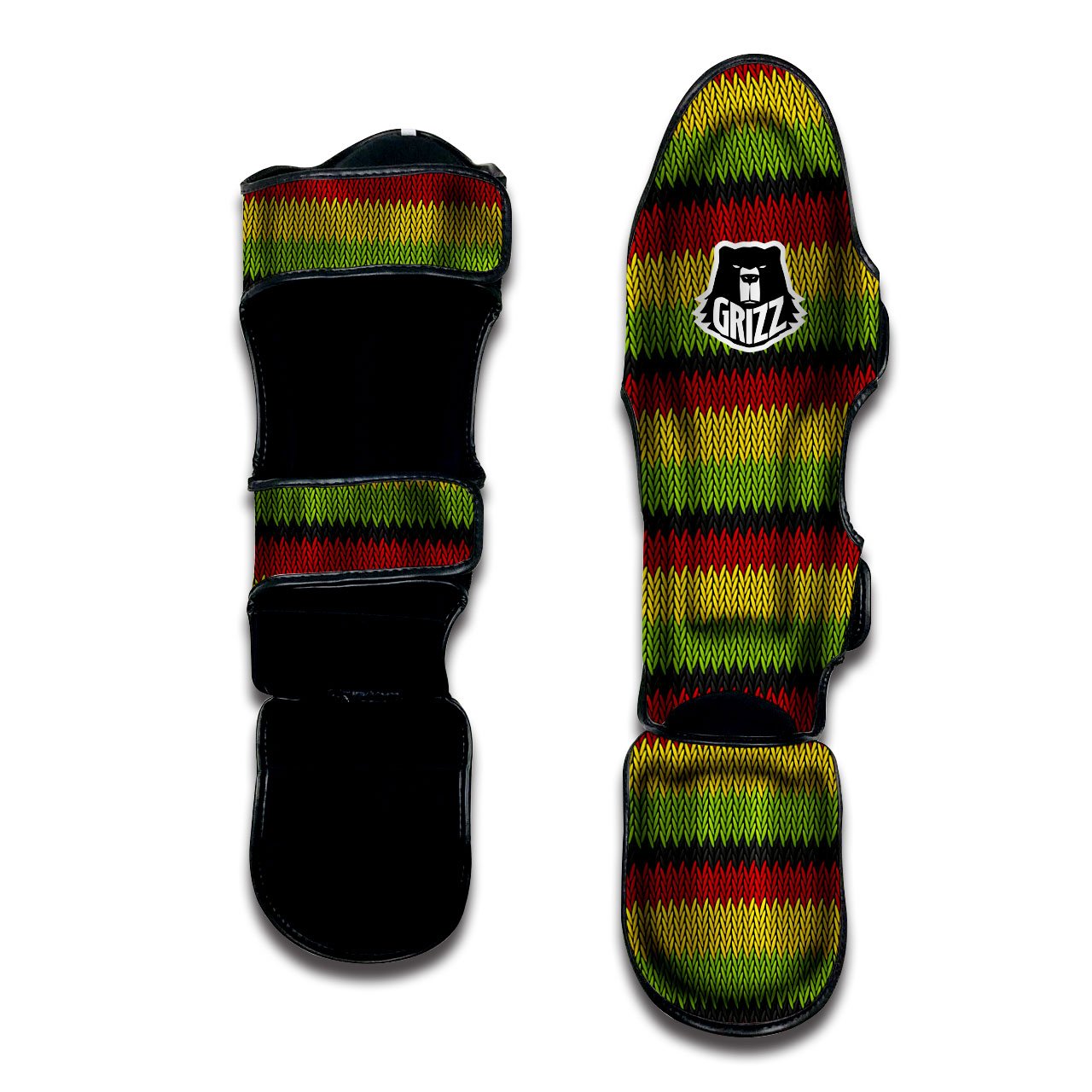 Reggae Knitted Style Print Pattern Muay Thai Shin Guards-grizzshop