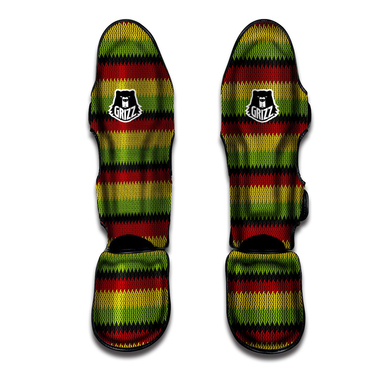 Reggae Knitted Style Print Pattern Muay Thai Shin Guards-grizzshop