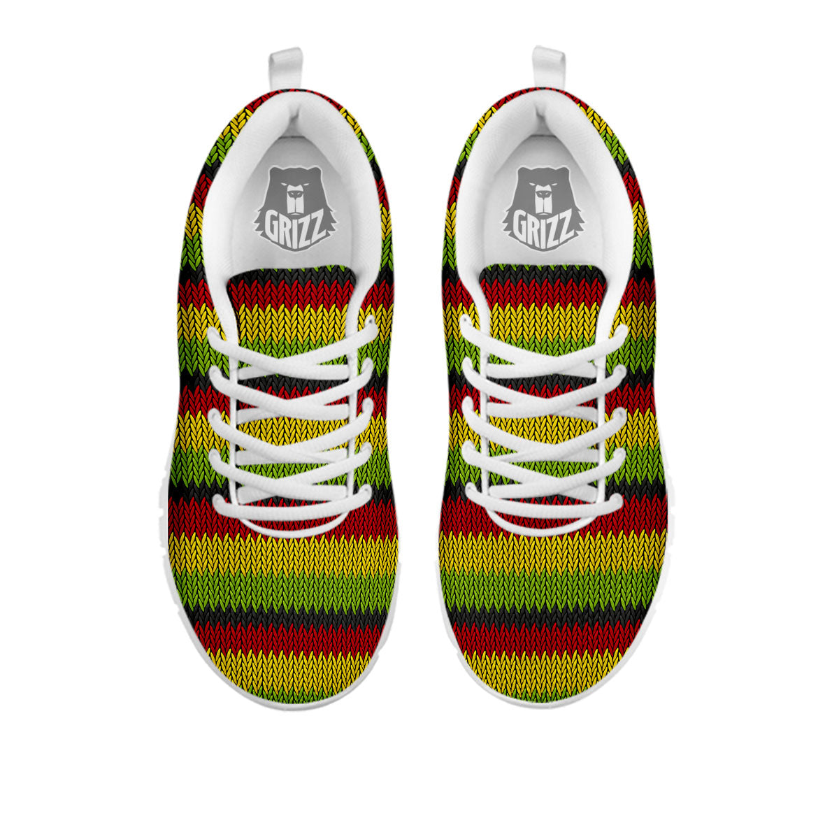 Reggae Knitted Style Print Pattern White Sneaker-grizzshop