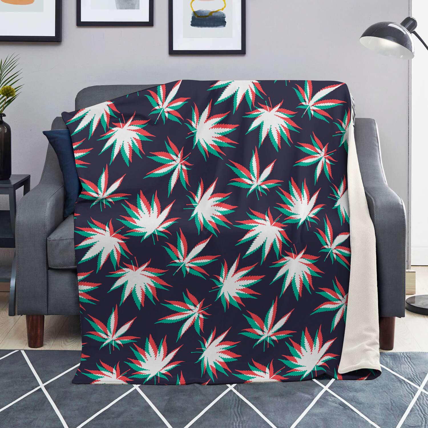 Reggae Leaf Psychedelic Blanket-grizzshop