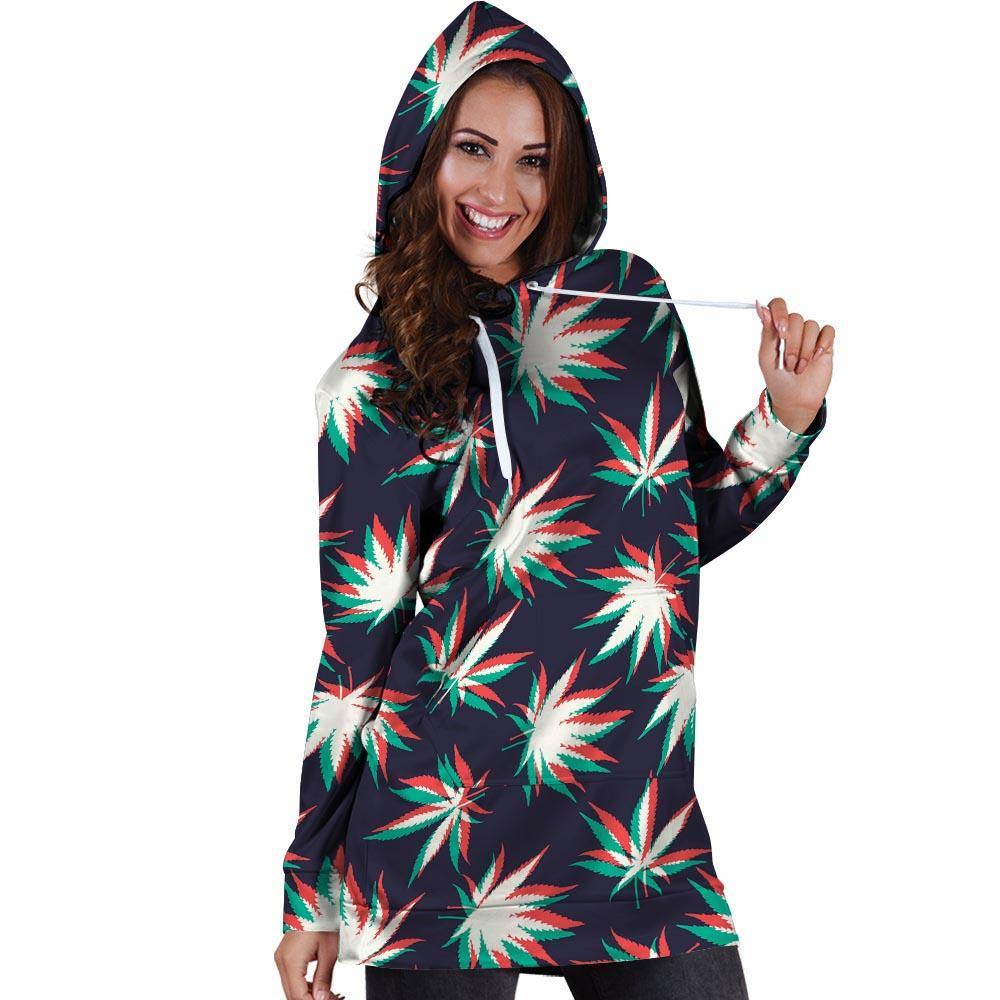 Reggae Leaf Psychedelic Hoodie Dress-grizzshop