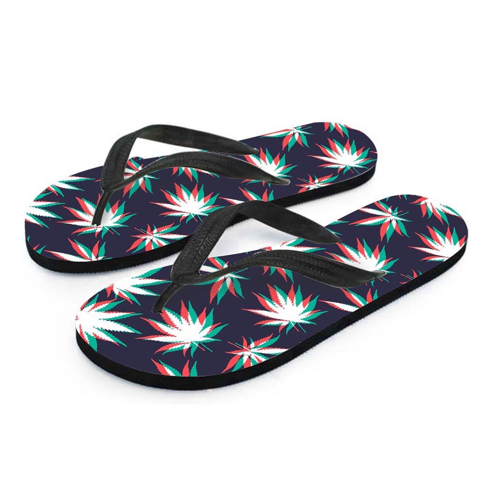 Reggae Leaf Psychedelic Men's Flip Flops-grizzshop