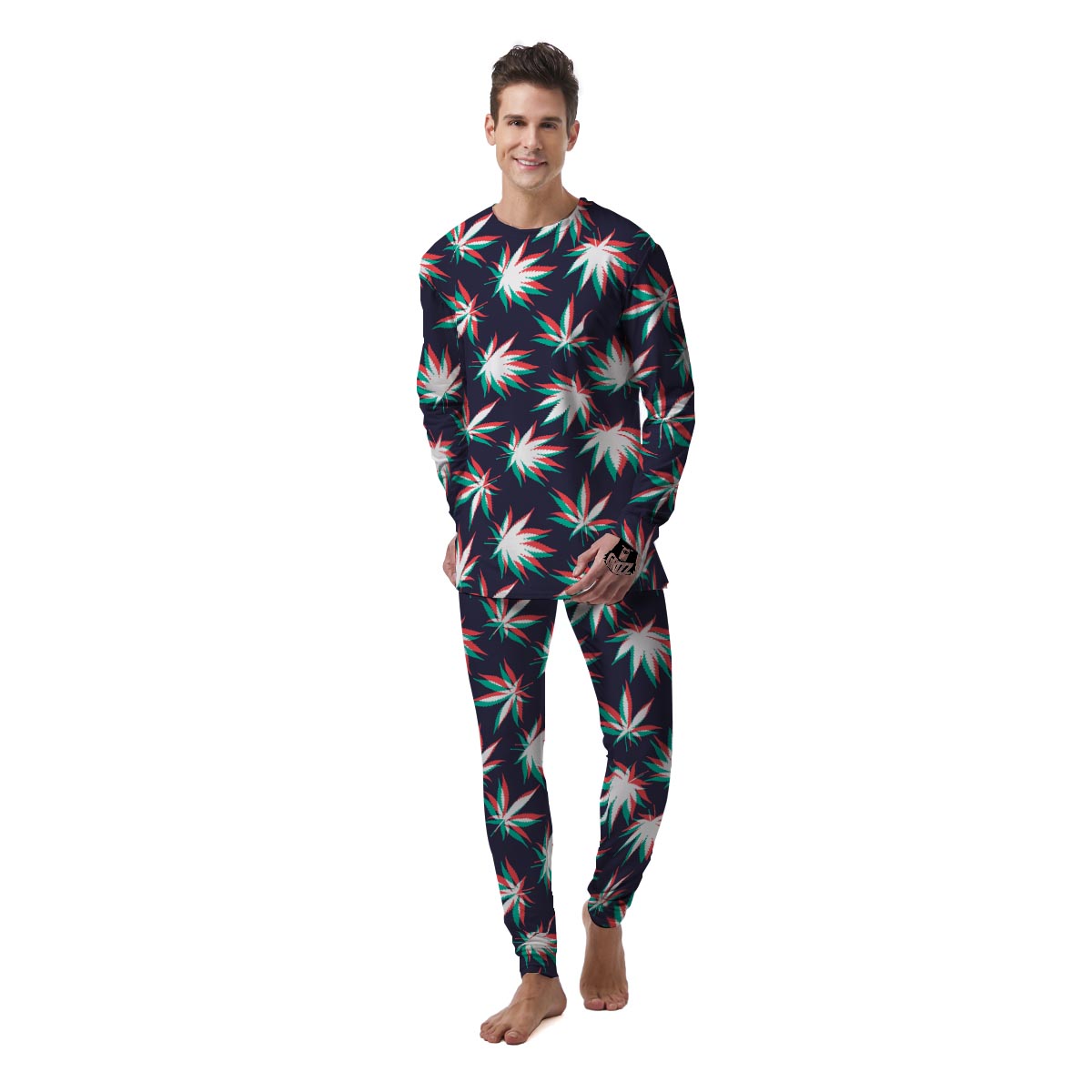 Reggae Leaf Psychedelic Men's Pajamas-grizzshop