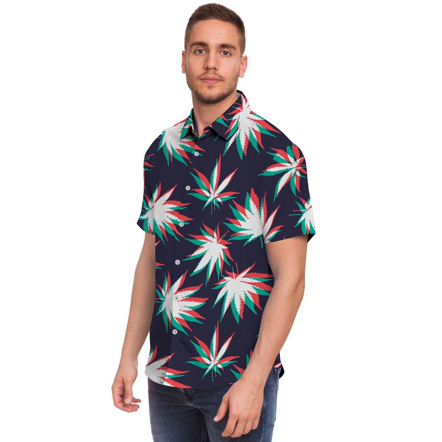 Reggae Leaf Psychedelic Men's Short Sleeve Shirt-grizzshop
