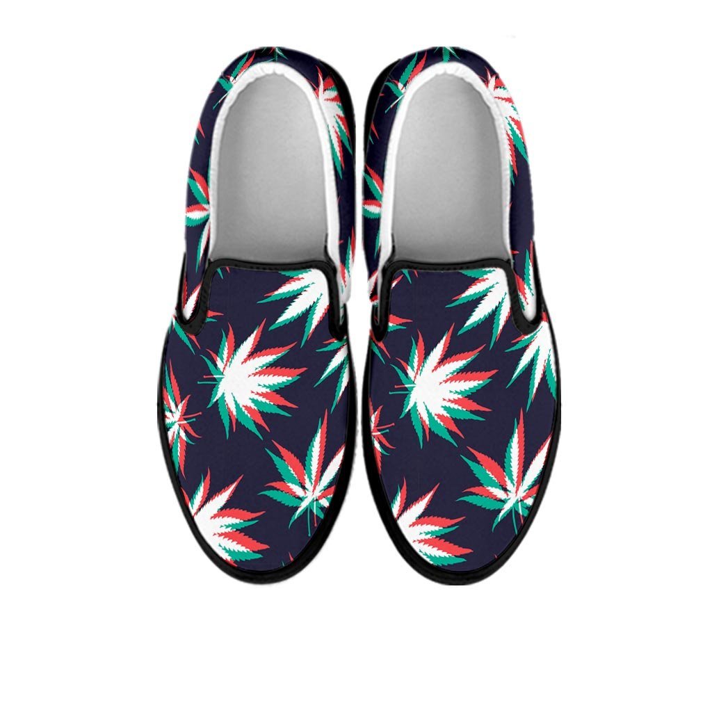 Reggae Leaf Psychedelic Men's Slip On Sneakers-grizzshop