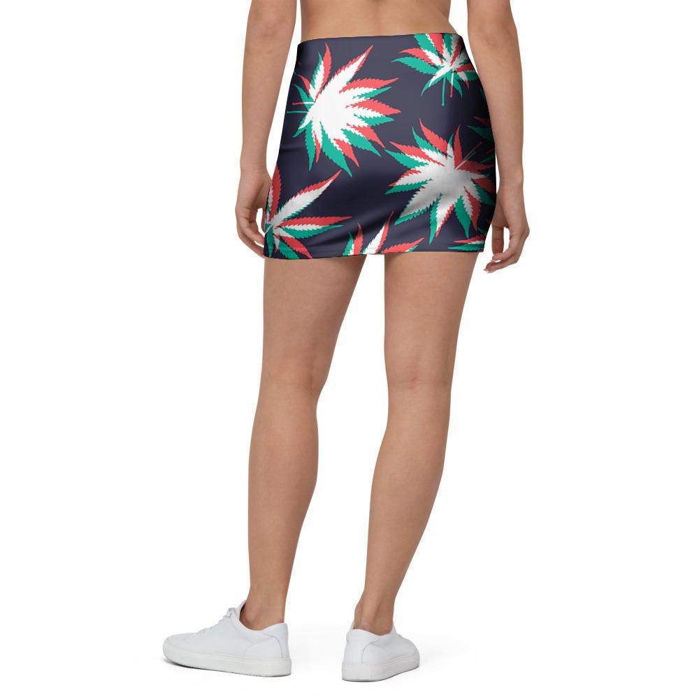 Reggae Leaf Psychedelic Mini Skirt-grizzshop