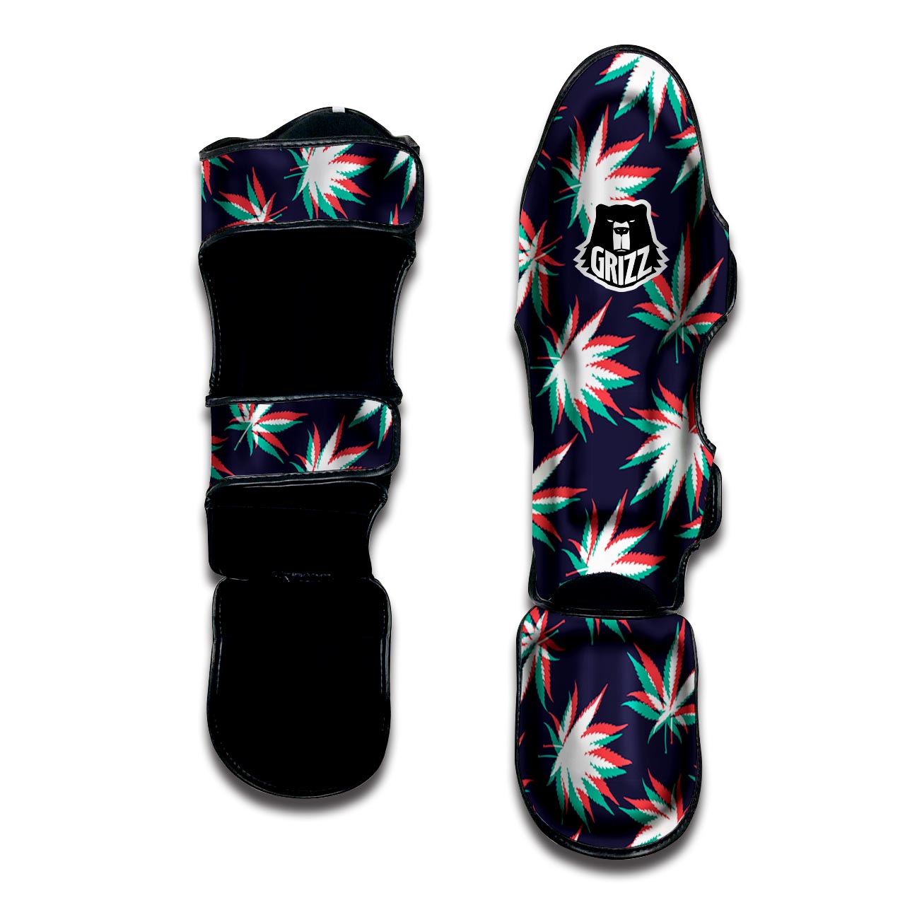 Reggae Leaf Psychedelic Muay Thai Shin Guard-grizzshop