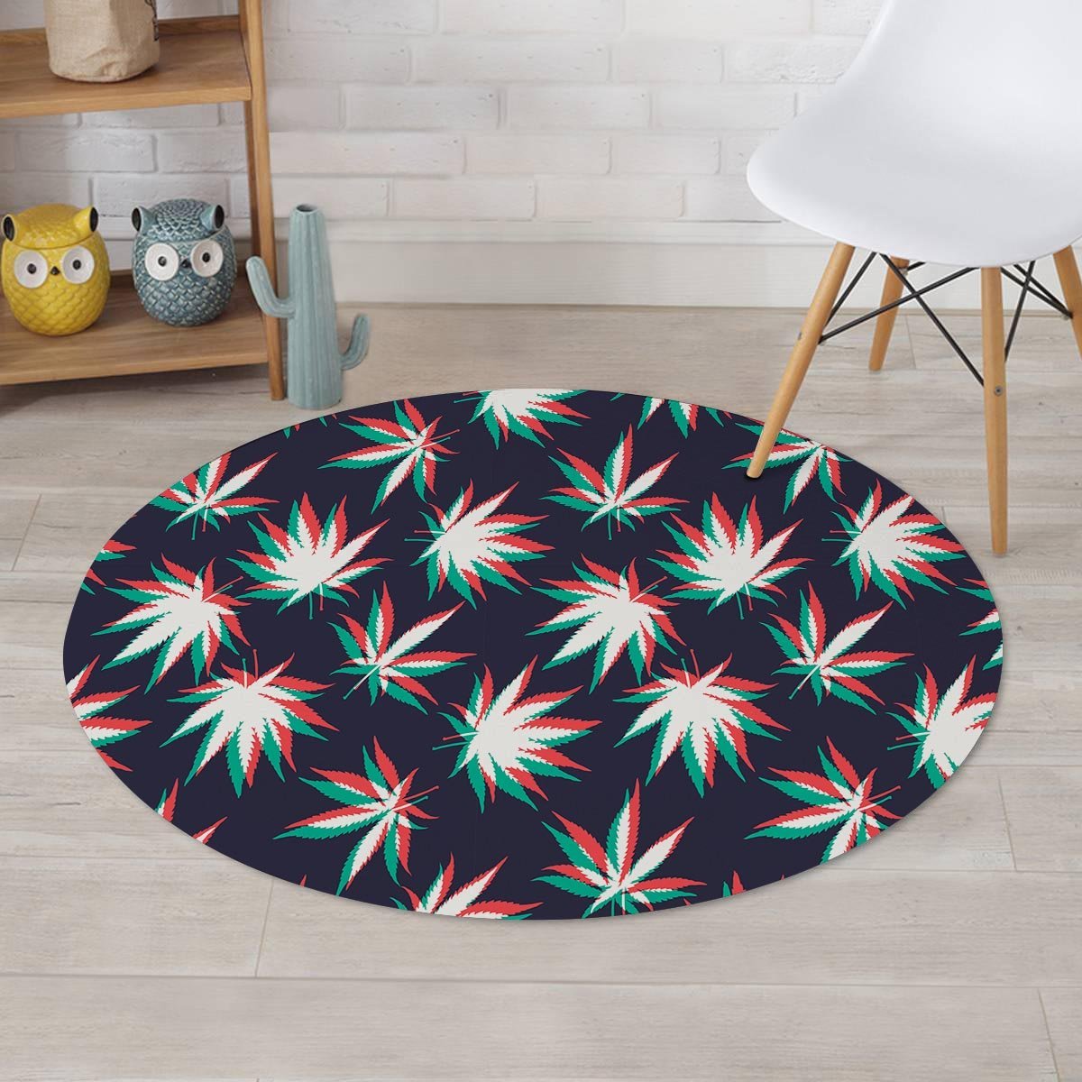 Reggae Leaf Psychedelic Round Rug-grizzshop