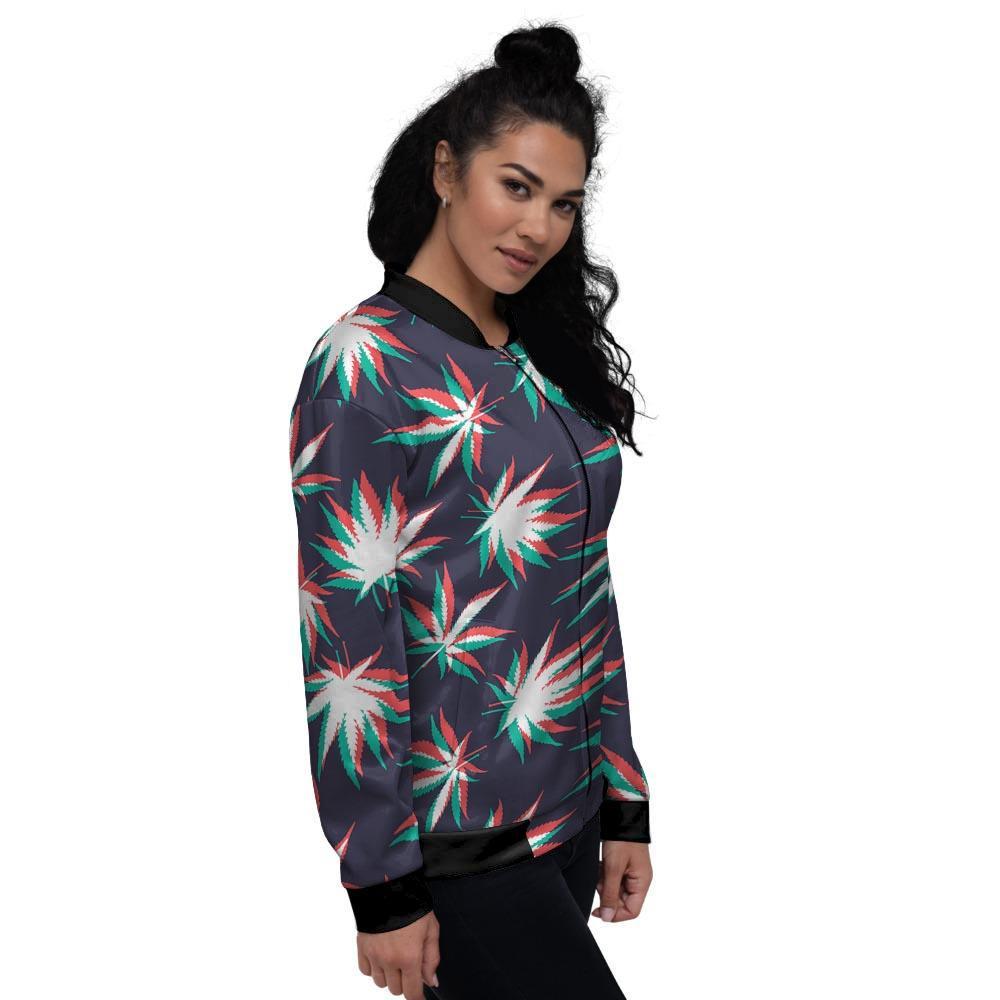 Reggae Leaf Psychedelic Women's Bomber Jacket-grizzshop
