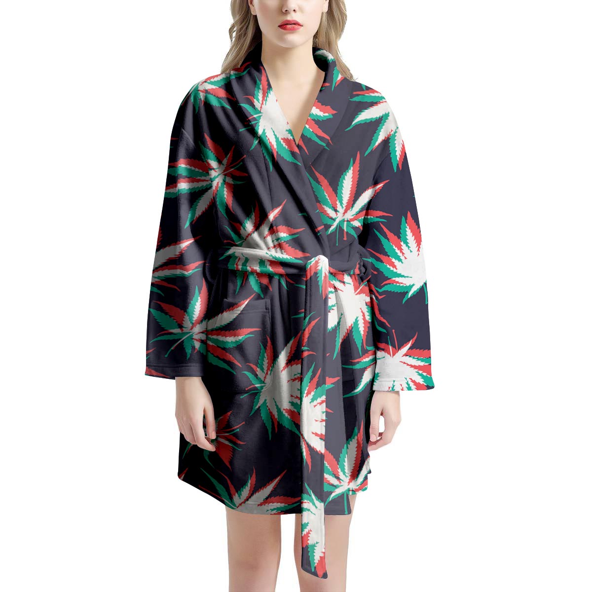 Reggae Leaf Psychedelic Women's Robe-grizzshop