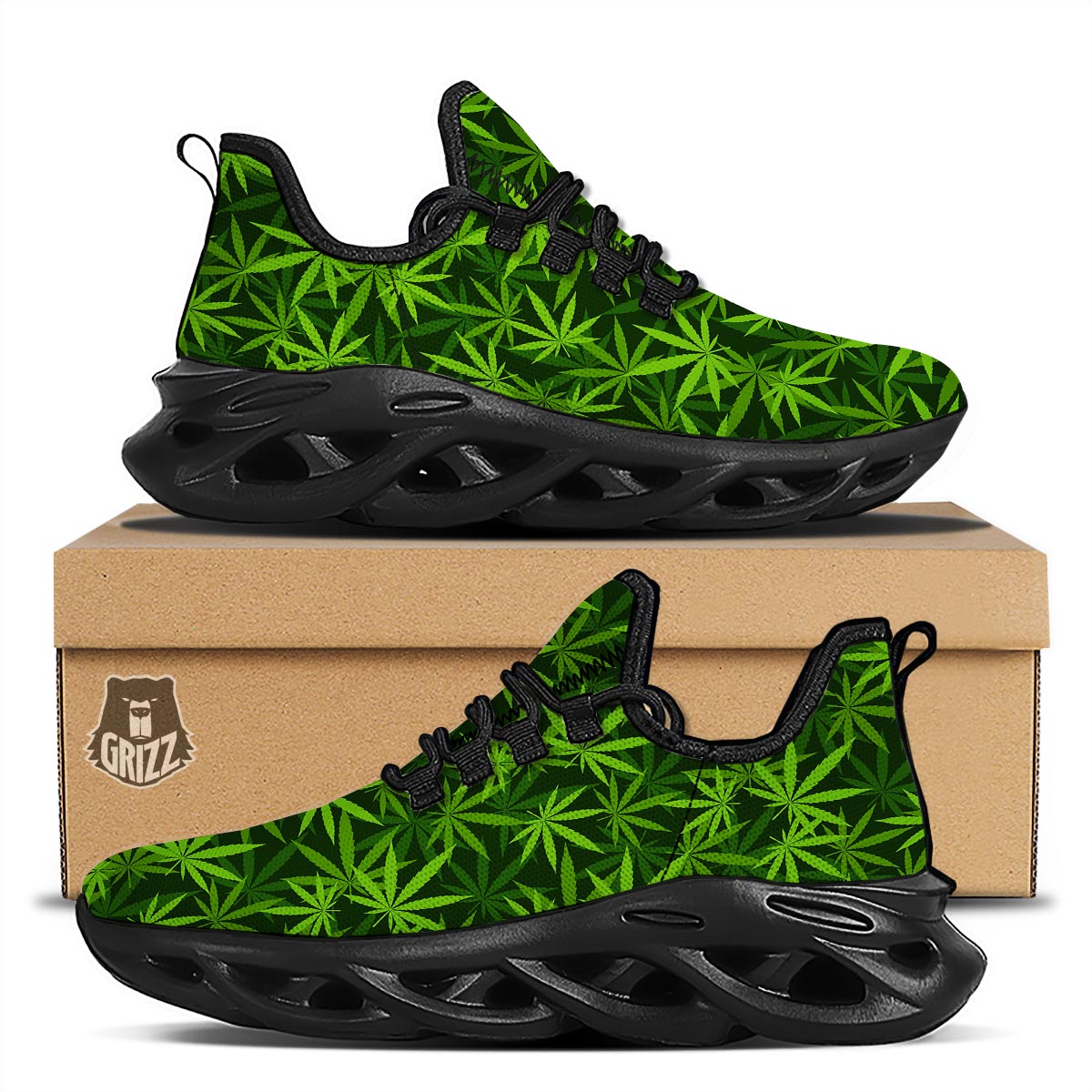 Reggae Leaf Rasta Black Running Shoes-grizzshop