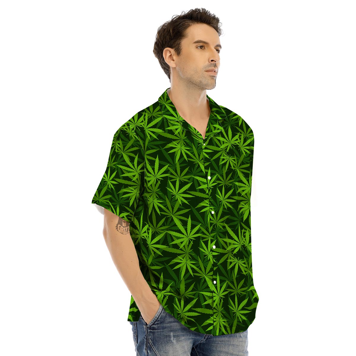 Reggae Leaf Rasta Men’s Hawaiian Shirt-grizzshop