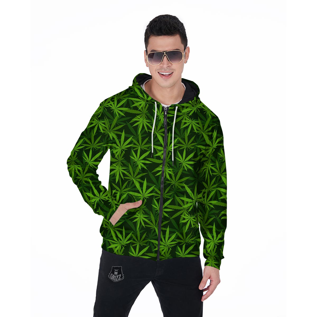 Reggae Leaf Rasta Men's Zip Up Hoodie-grizzshop