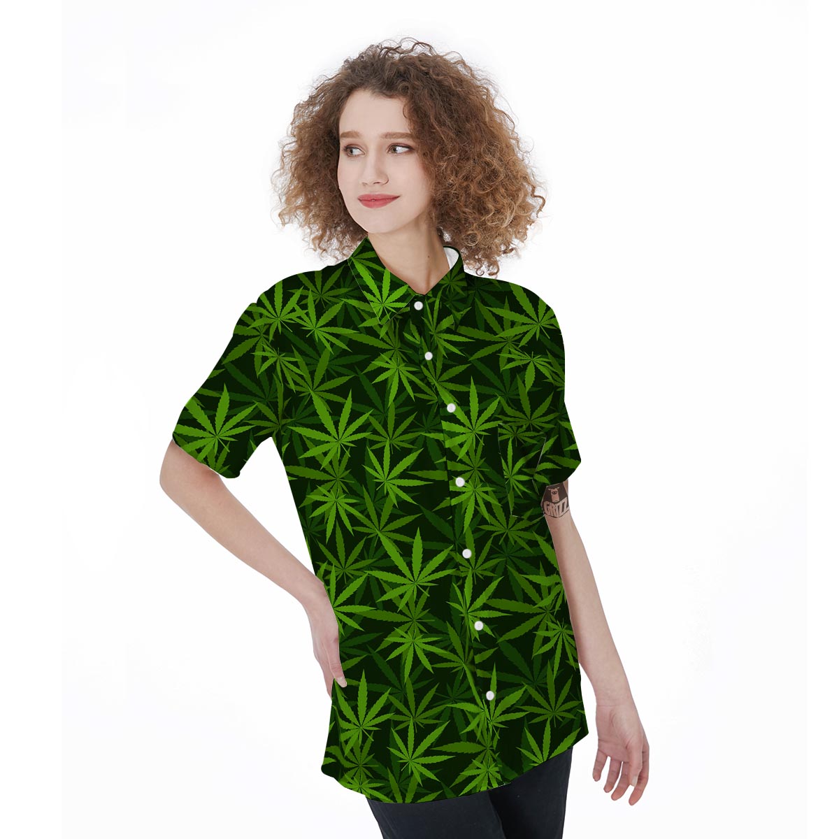 Reggae Leaf Rasta Women's Short Sleeve Shirts-grizzshop