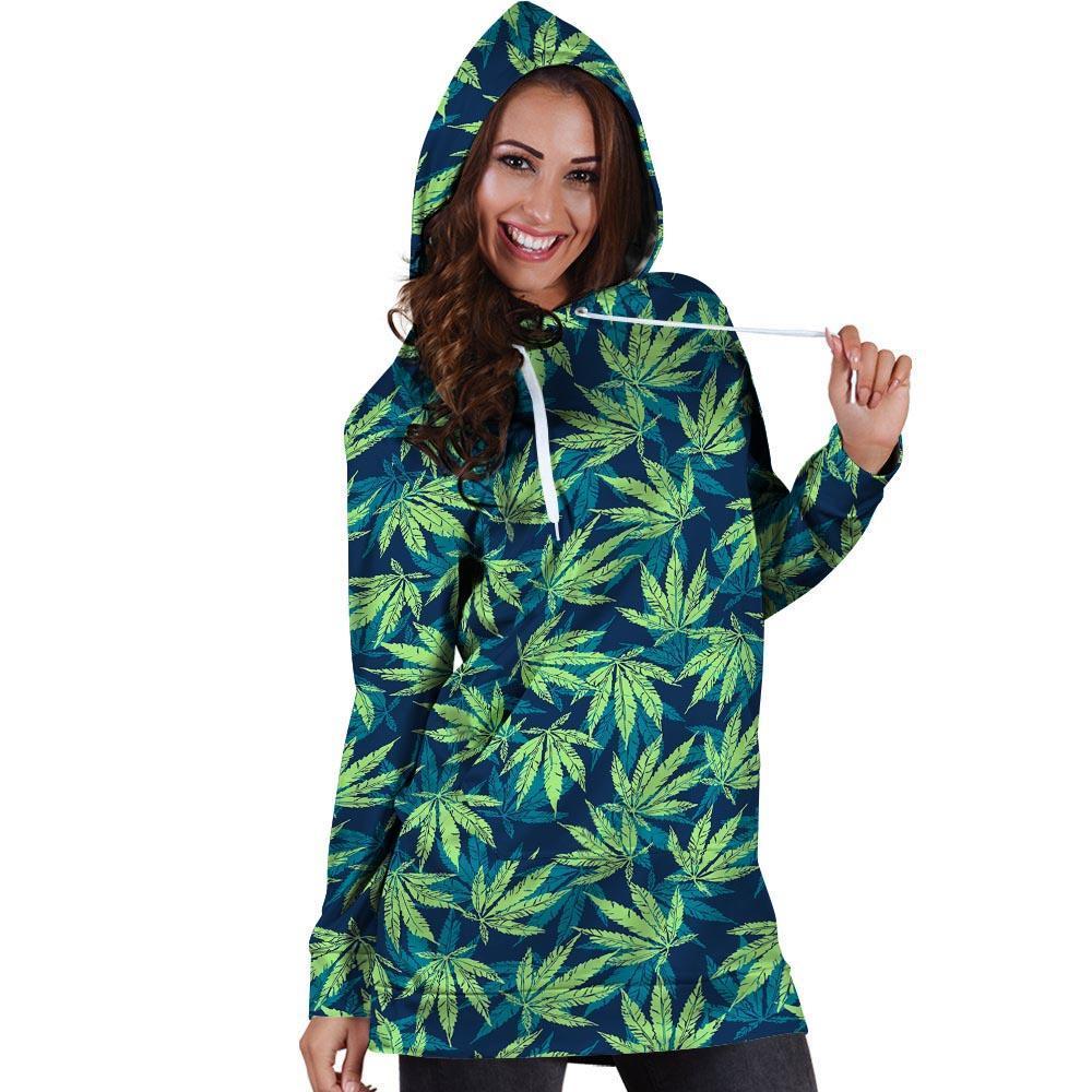 Reggae Leaf Tropical Hoodie Dress-grizzshop