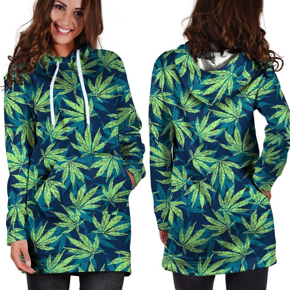 Reggae Leaf Tropical Hoodie Dress-grizzshop