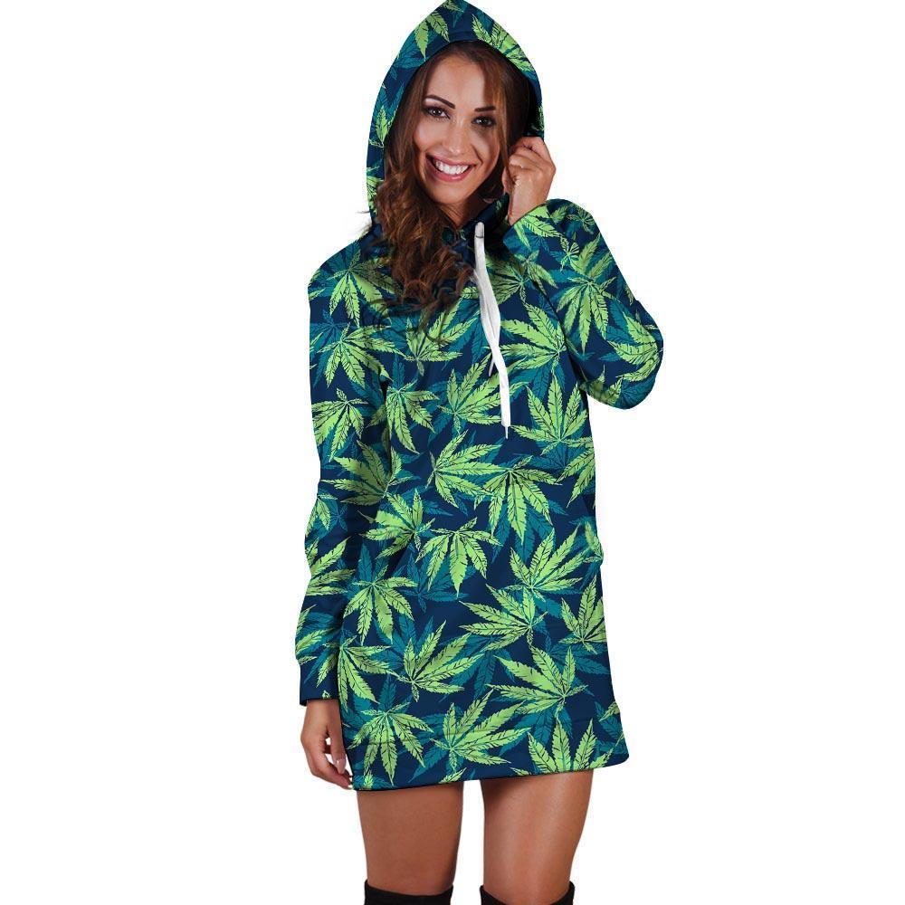 Reggae Leaf Tropical Hoodie Dress-grizzshop