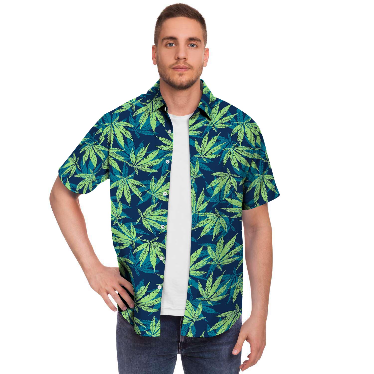 Reggae Leaf Tropical Men's Short Sleeve Shirt-grizzshop