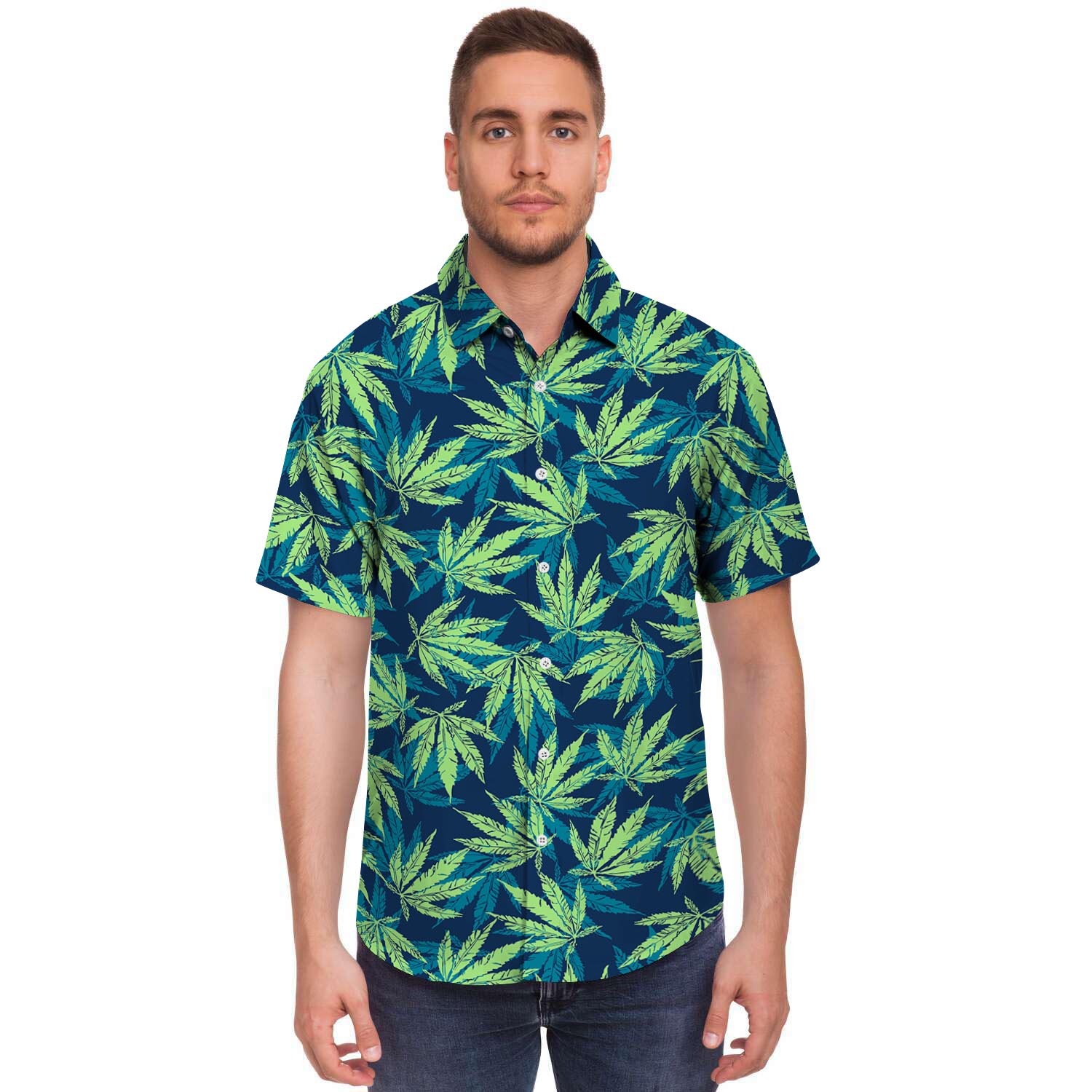 Reggae Leaf Tropical Men's Short Sleeve Shirt-grizzshop