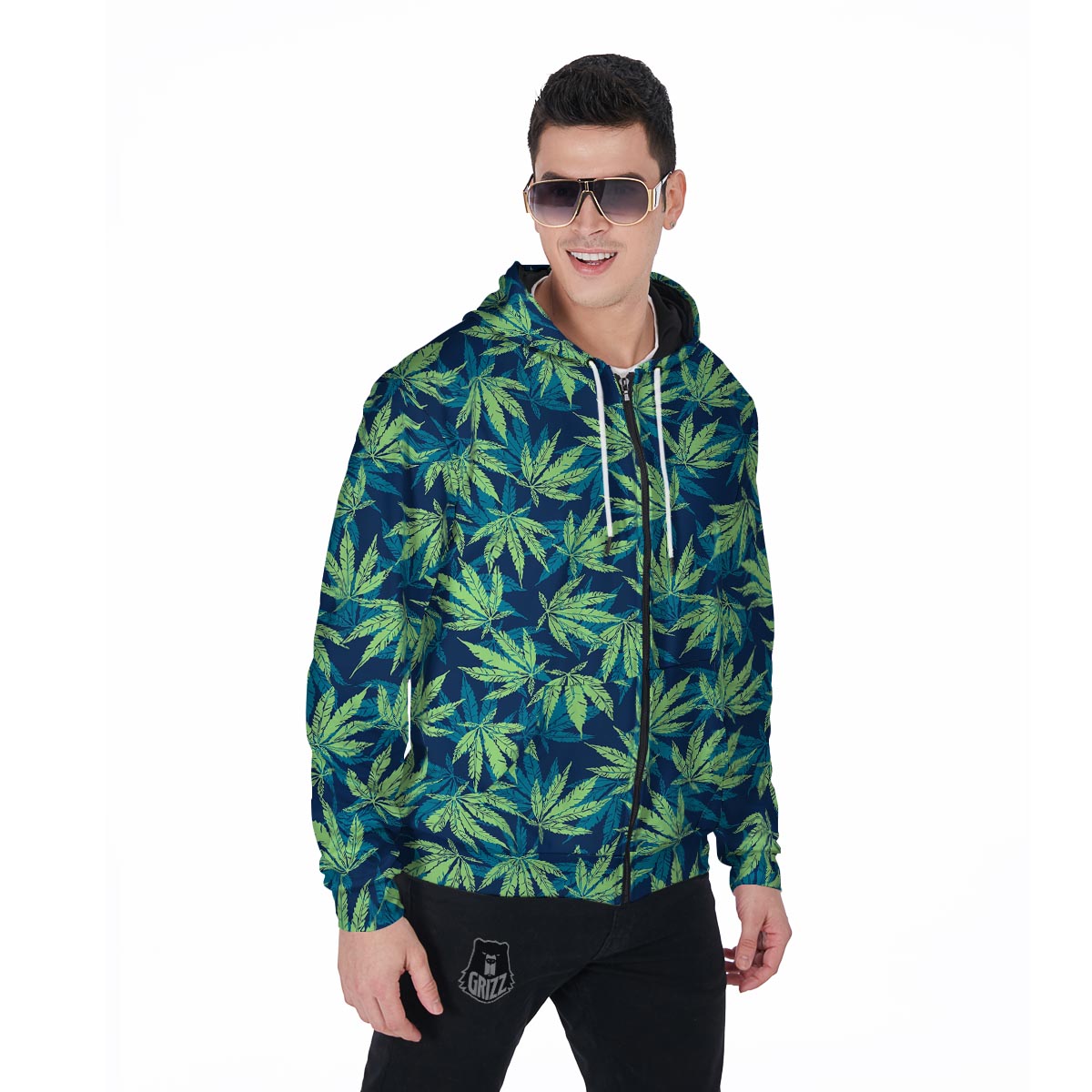 Reggae Leaf Tropical Men's Zip Up Hoodie-grizzshop