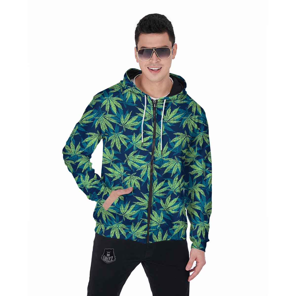 Reggae Leaf Tropical Men's Zip Up Hoodie-grizzshop