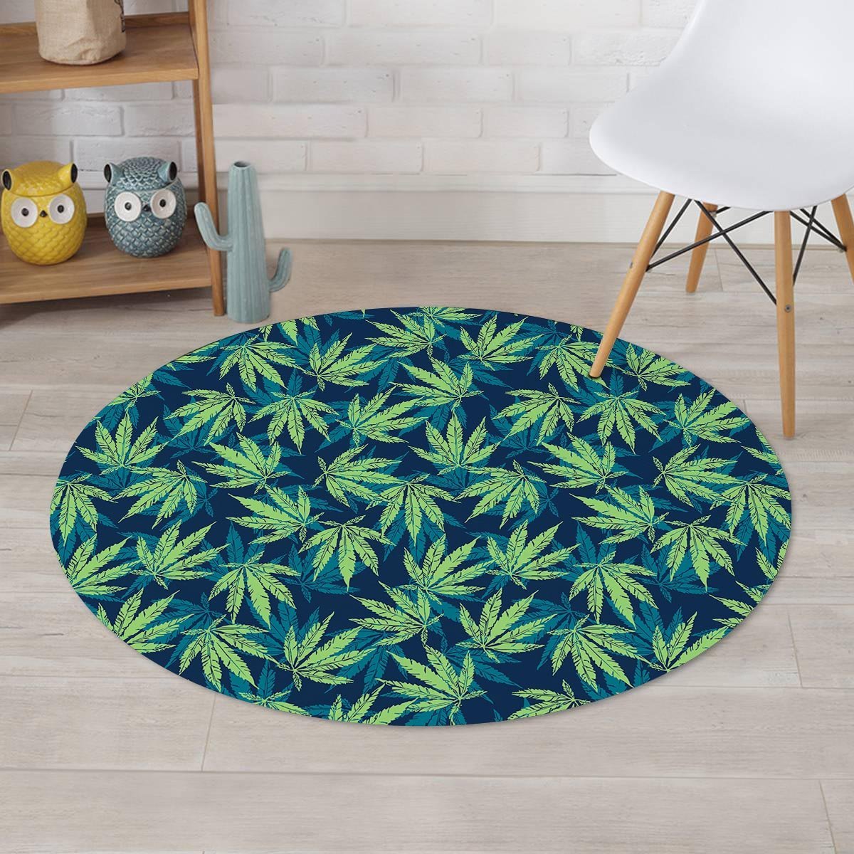 Reggae Leaf Tropical Round Rug-grizzshop