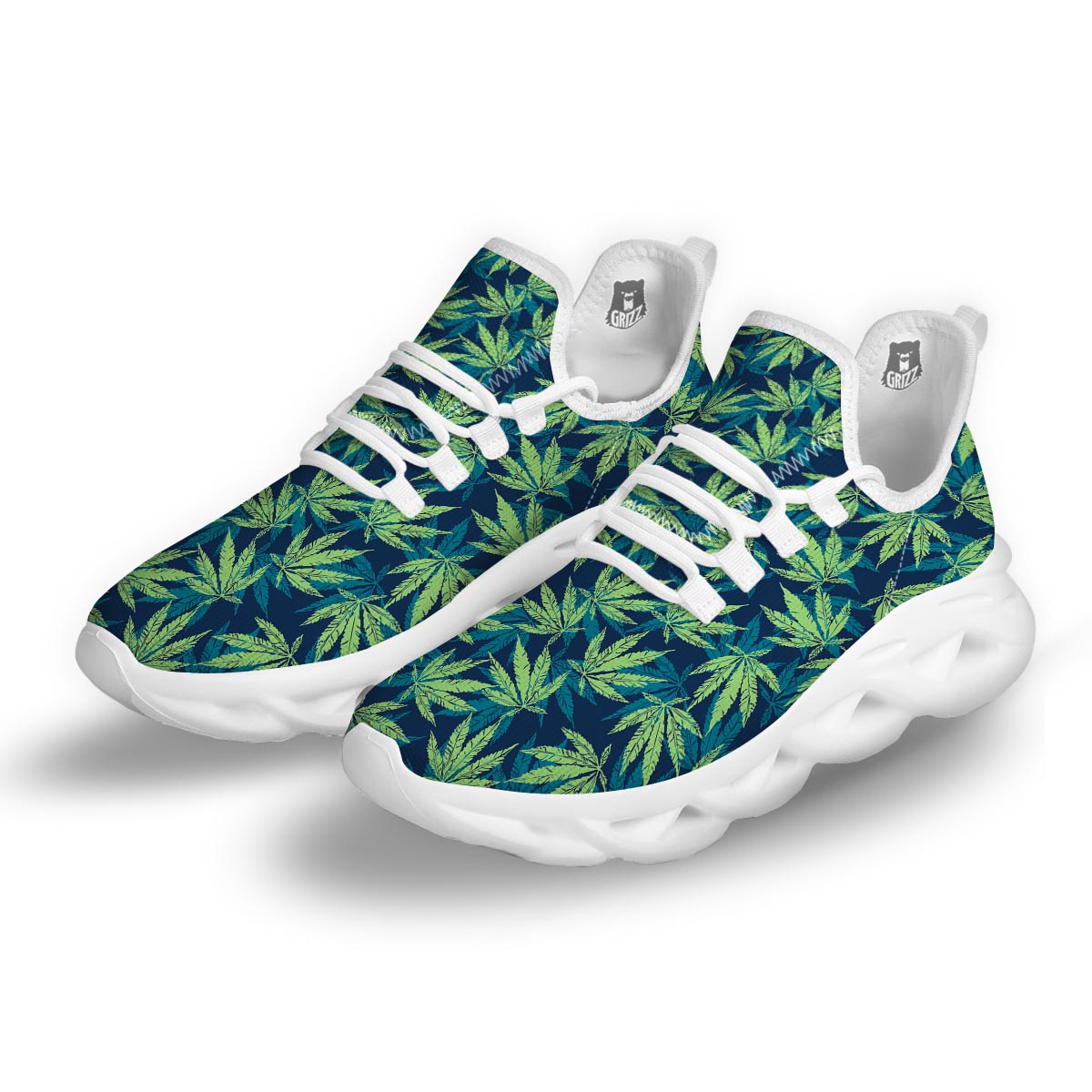 Reggae Leaf Tropical White Running Shoes-grizzshop