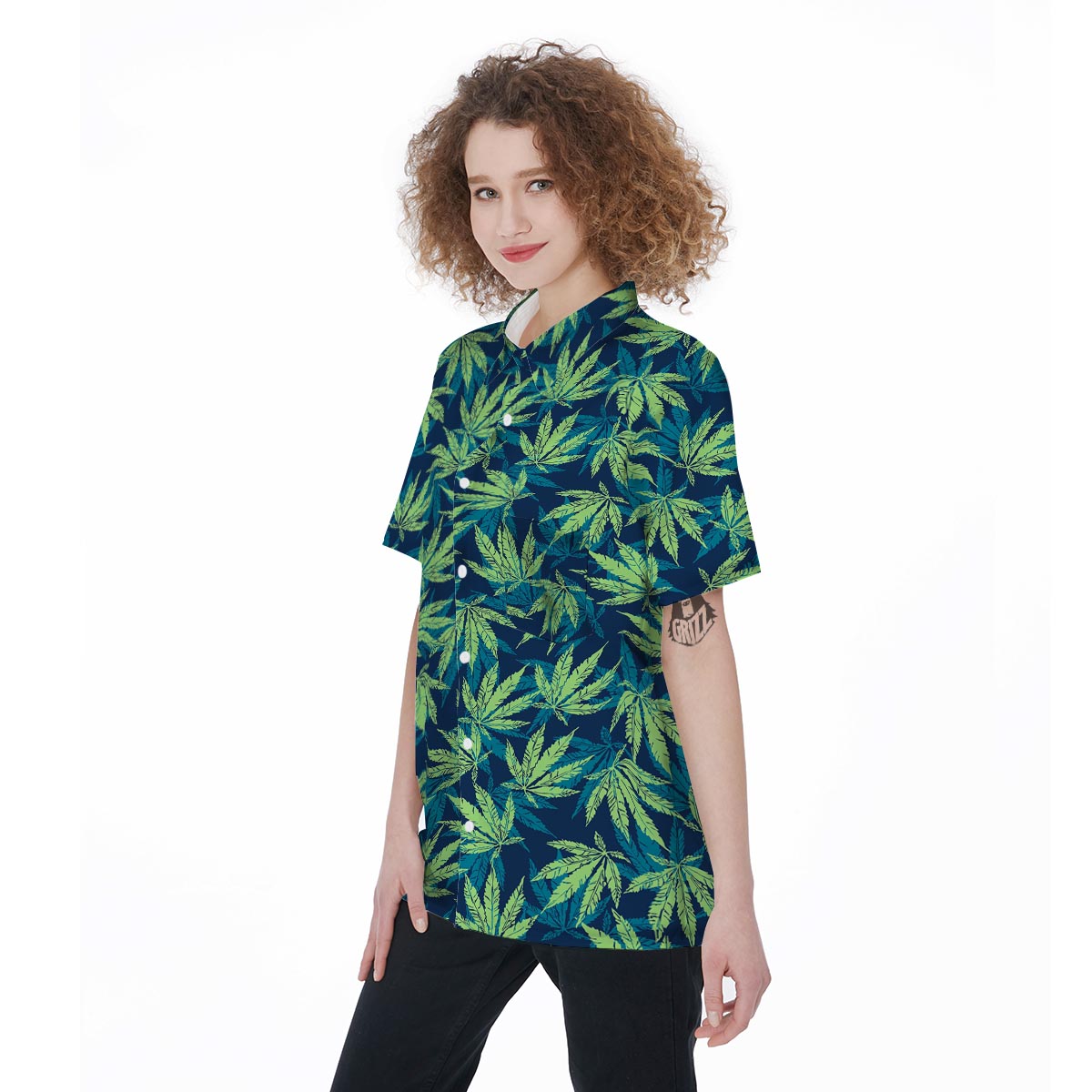 Reggae Leaf Tropical Women's Short Sleeve Shirts-grizzshop