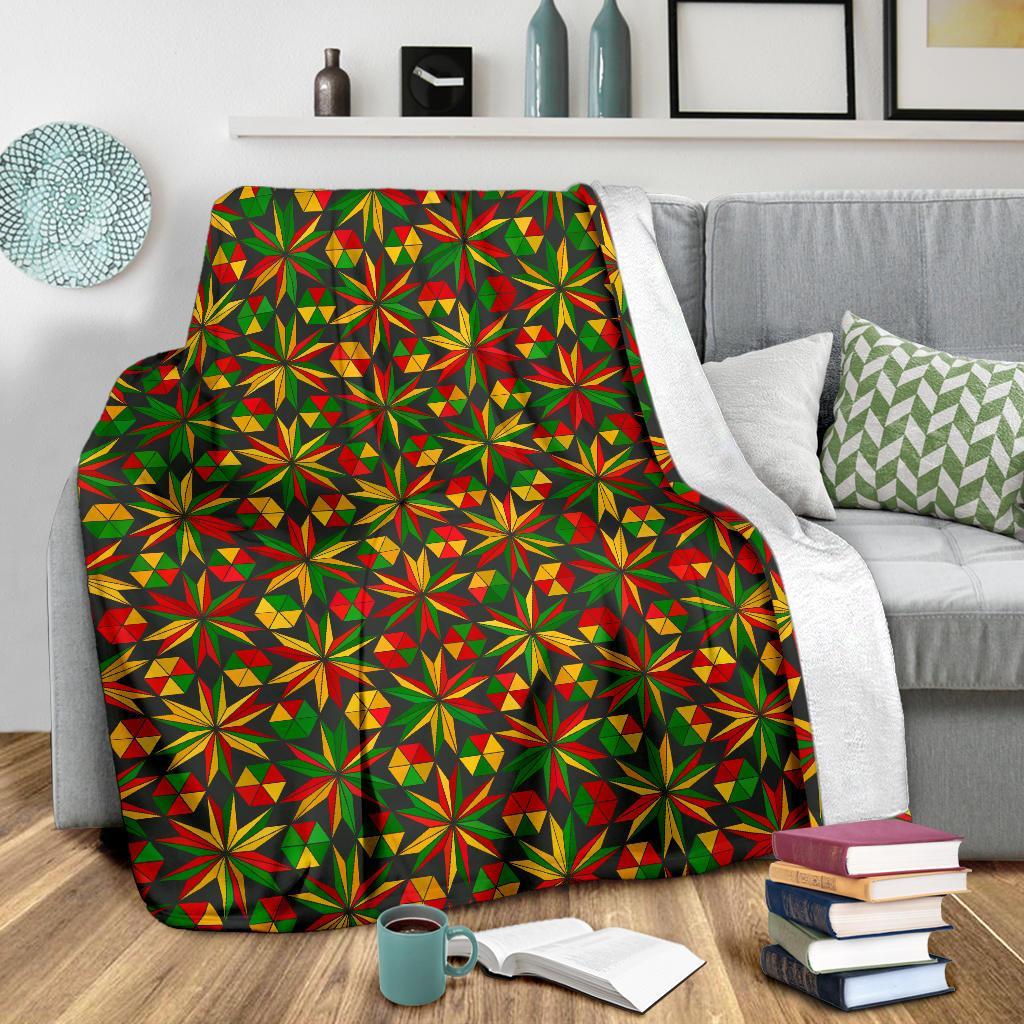 Reggae Rasta Pattern Print Blanket-grizzshop