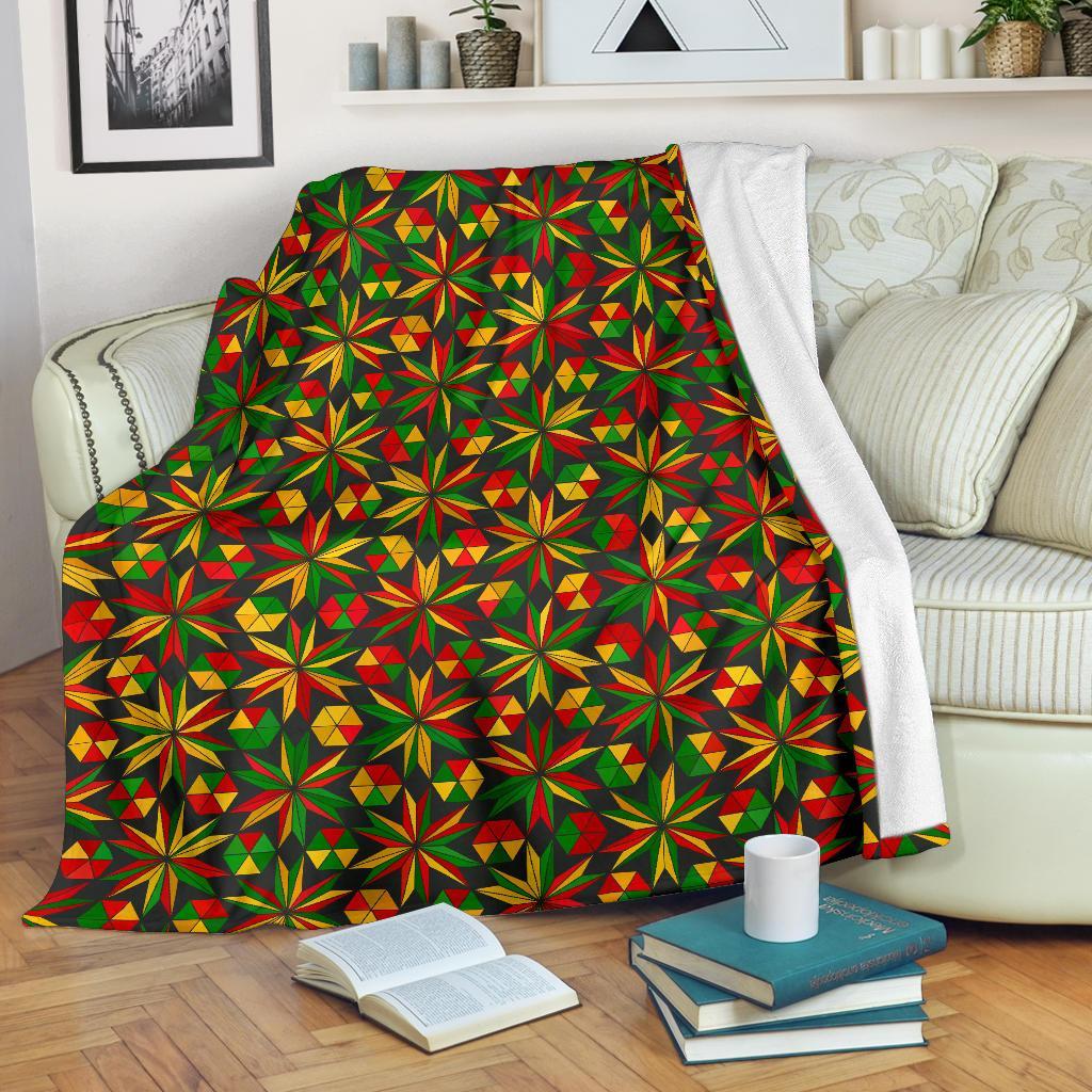 Reggae Rasta Pattern Print Blanket-grizzshop