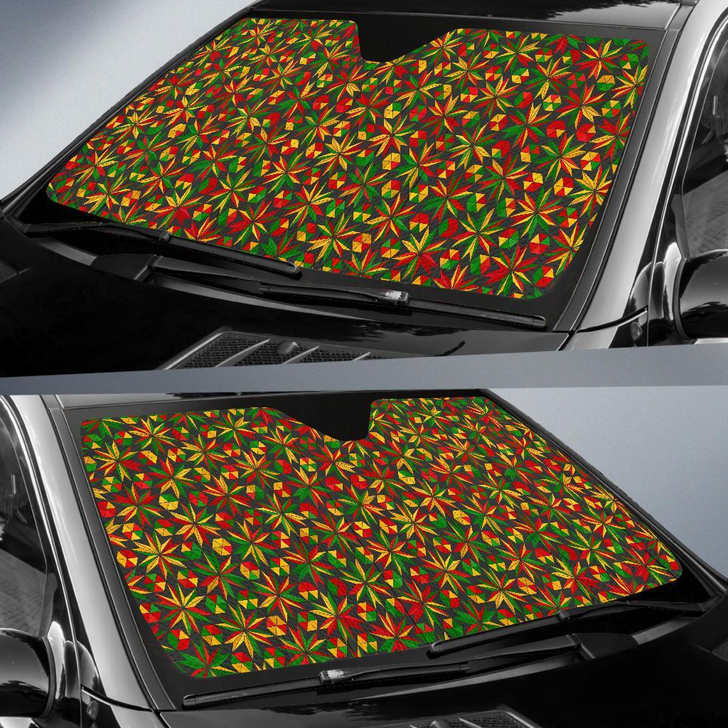 Reggae Rasta Pattern Print Car Sun Shade-grizzshop