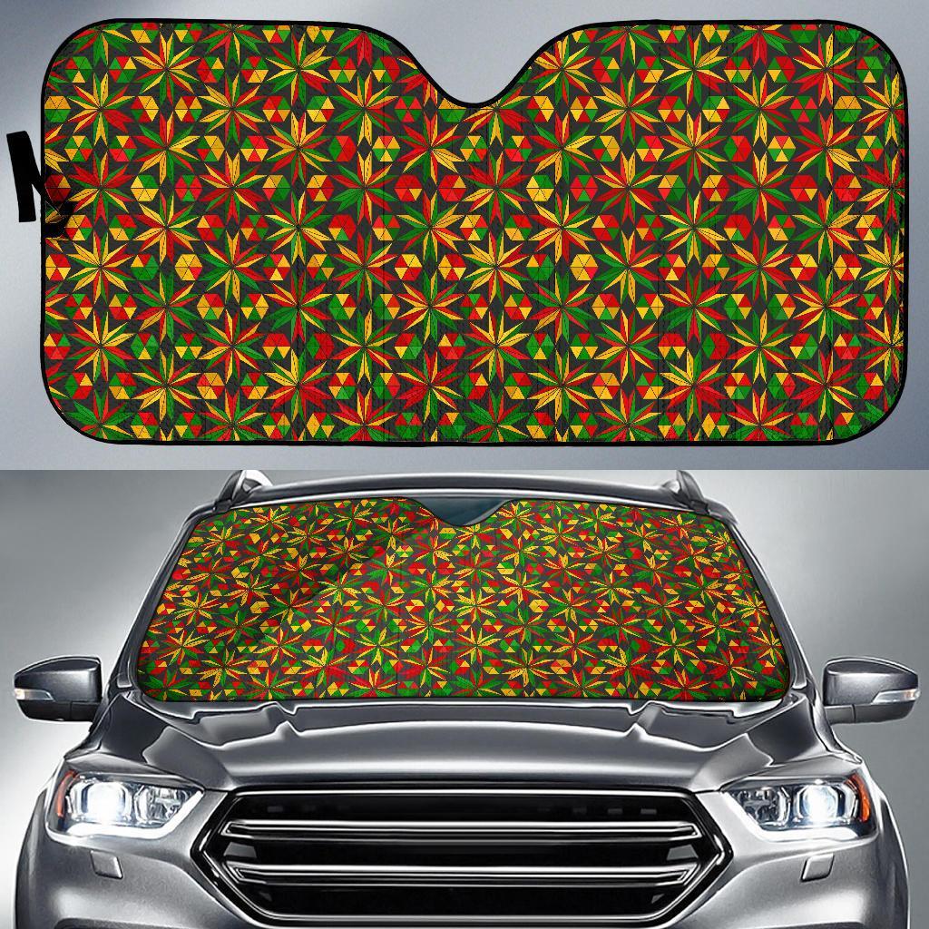 Reggae Rasta Pattern Print Car Sun Shade-grizzshop