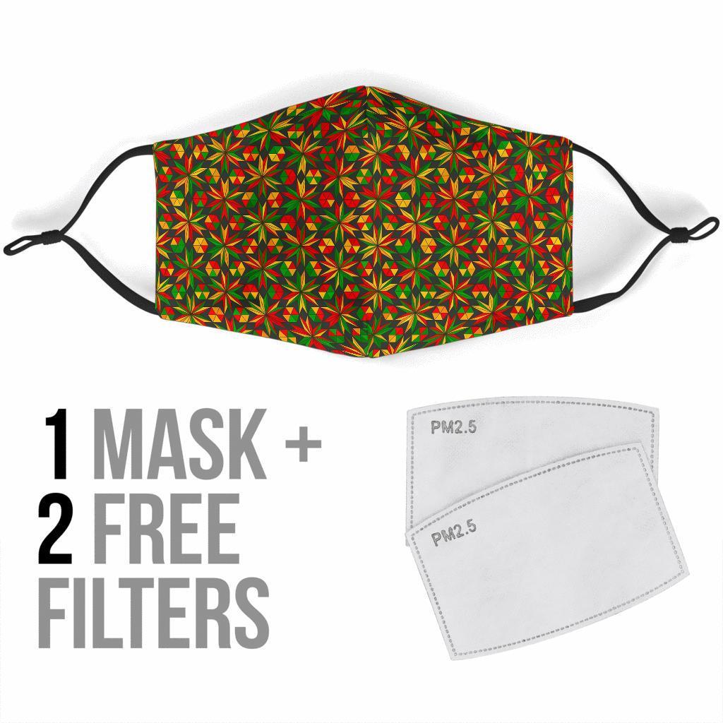 Reggae Rasta Pattern Print Face Mask-grizzshop