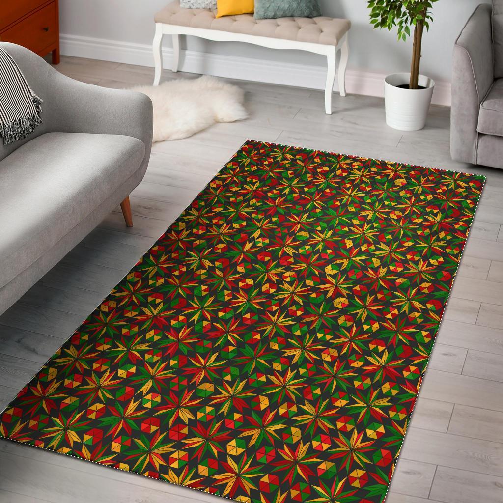 Reggae Rasta Pattern Print Floor Mat-grizzshop