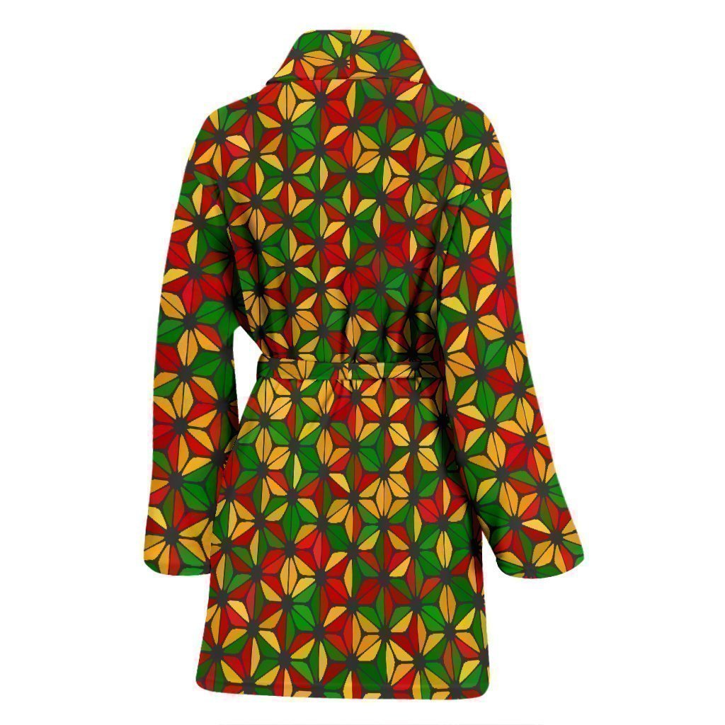 Reggae Rasta Pattern Print Women Long Robe-grizzshop