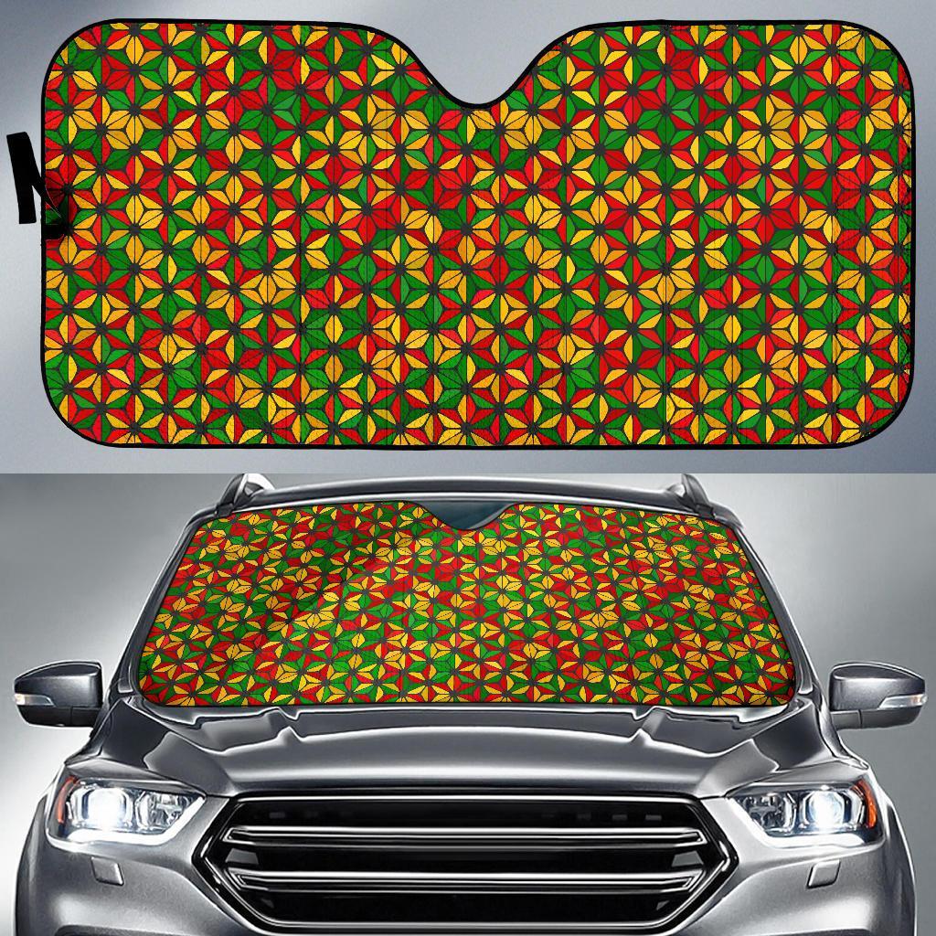 Reggae Rasta Print Pattern Car Sun Shade-grizzshop