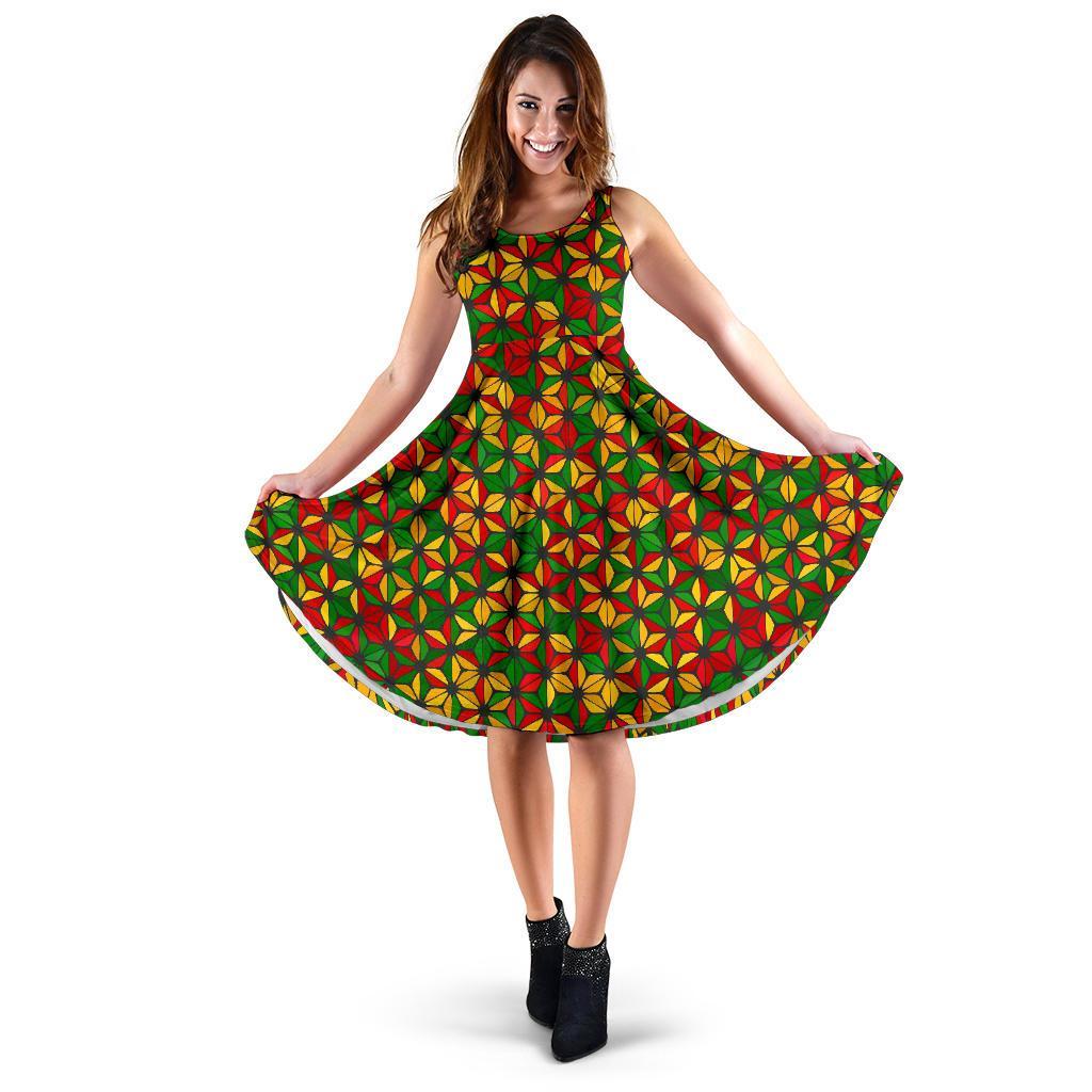 Reggae Rasta Print Pattern Dress-grizzshop