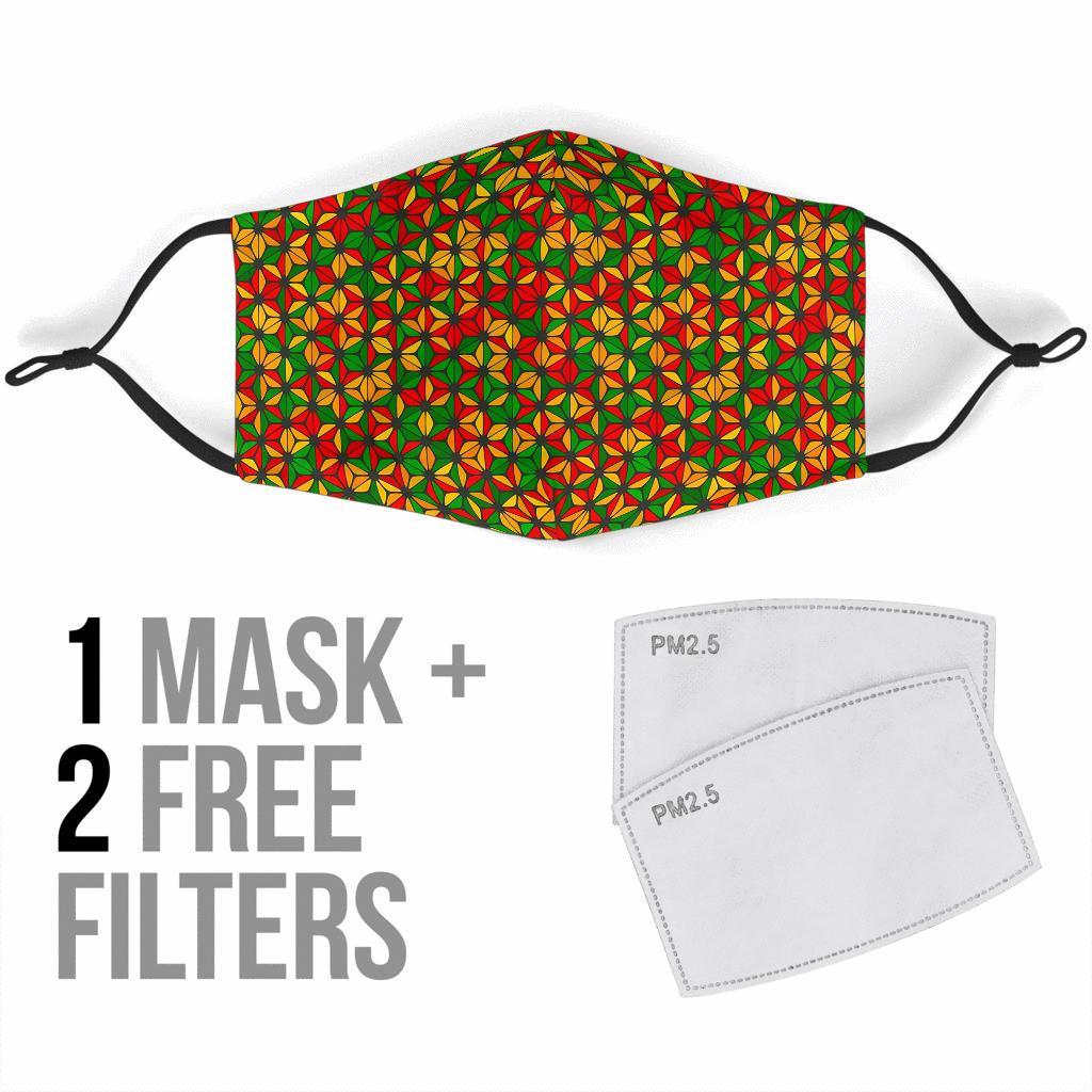 Reggae Rasta Print Pattern Face Mask-grizzshop