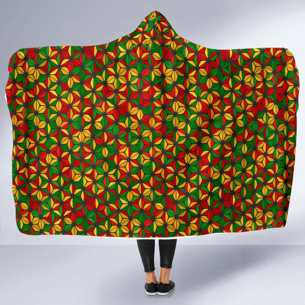 Reggae Rasta Print Pattern Hooded Blanket-grizzshop