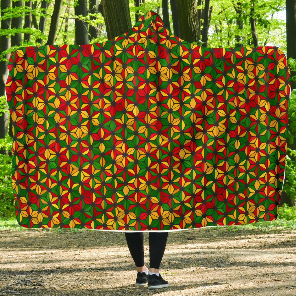 Reggae Rasta Print Pattern Hooded Blanket-grizzshop