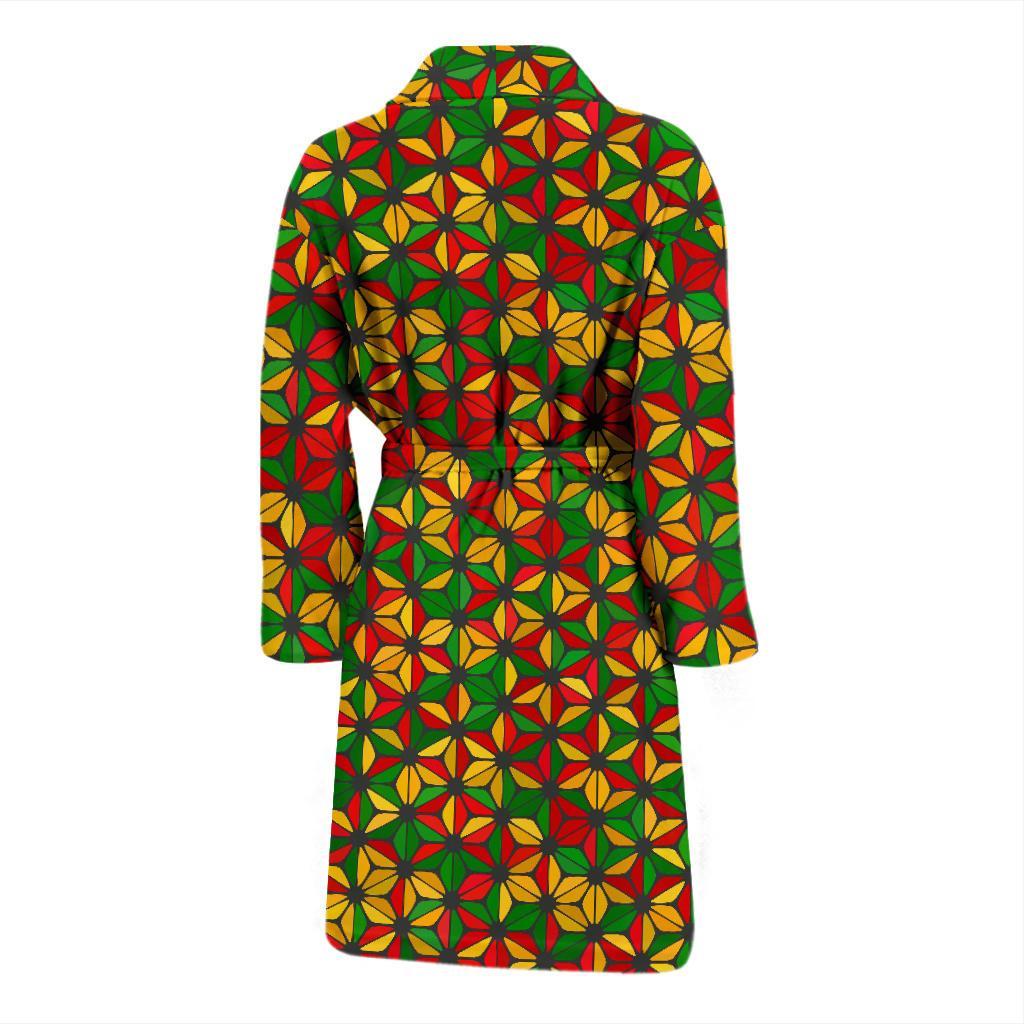 Reggae Rasta Print Pattern Men Long Robe-grizzshop